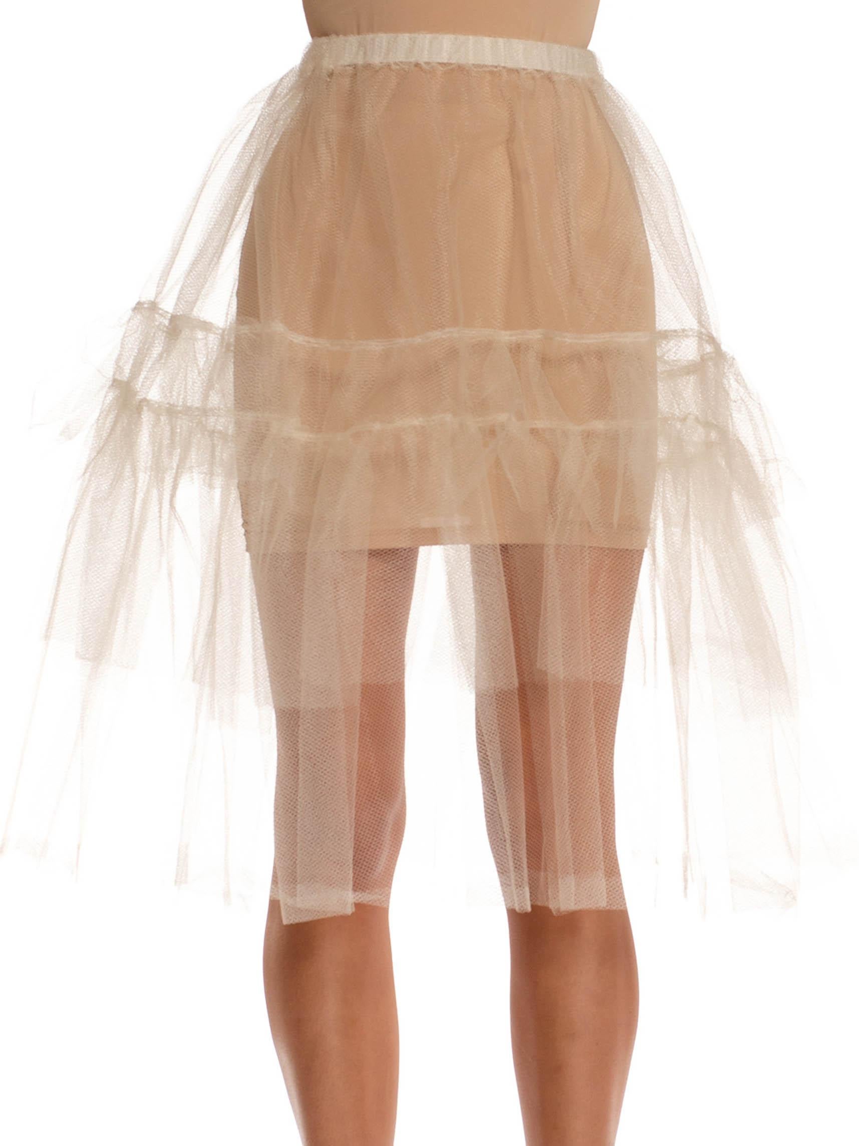 1980S White Tulle Tiered Tutu Skirt With Elastic Waistband For Sale 2