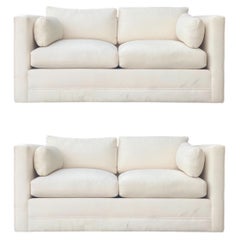 1980s White Tuxedo Sofas, Sold Individually