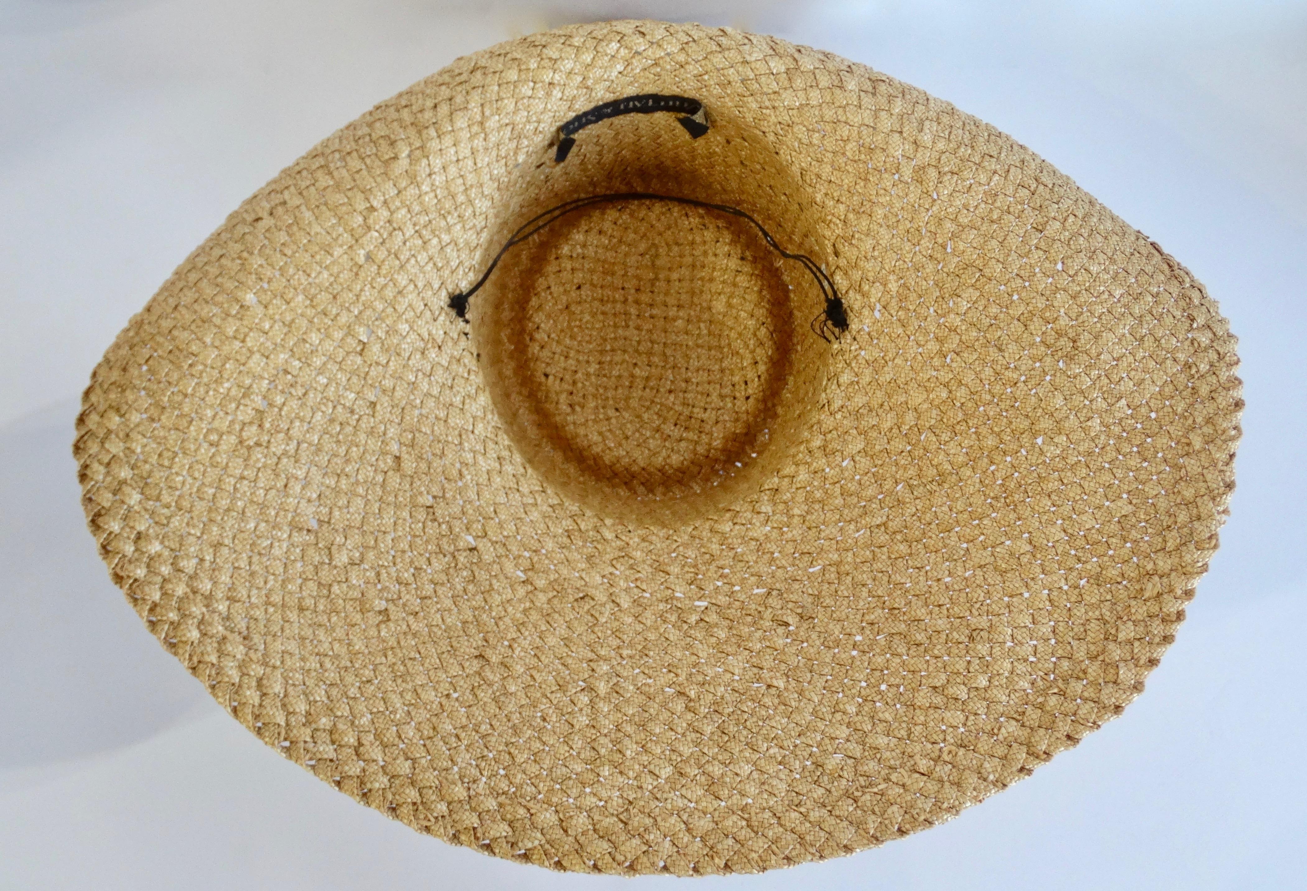 Whittall & Shon 1980s Asymmetrical Wide Brim Straw Hat In Good Condition In Scottsdale, AZ
