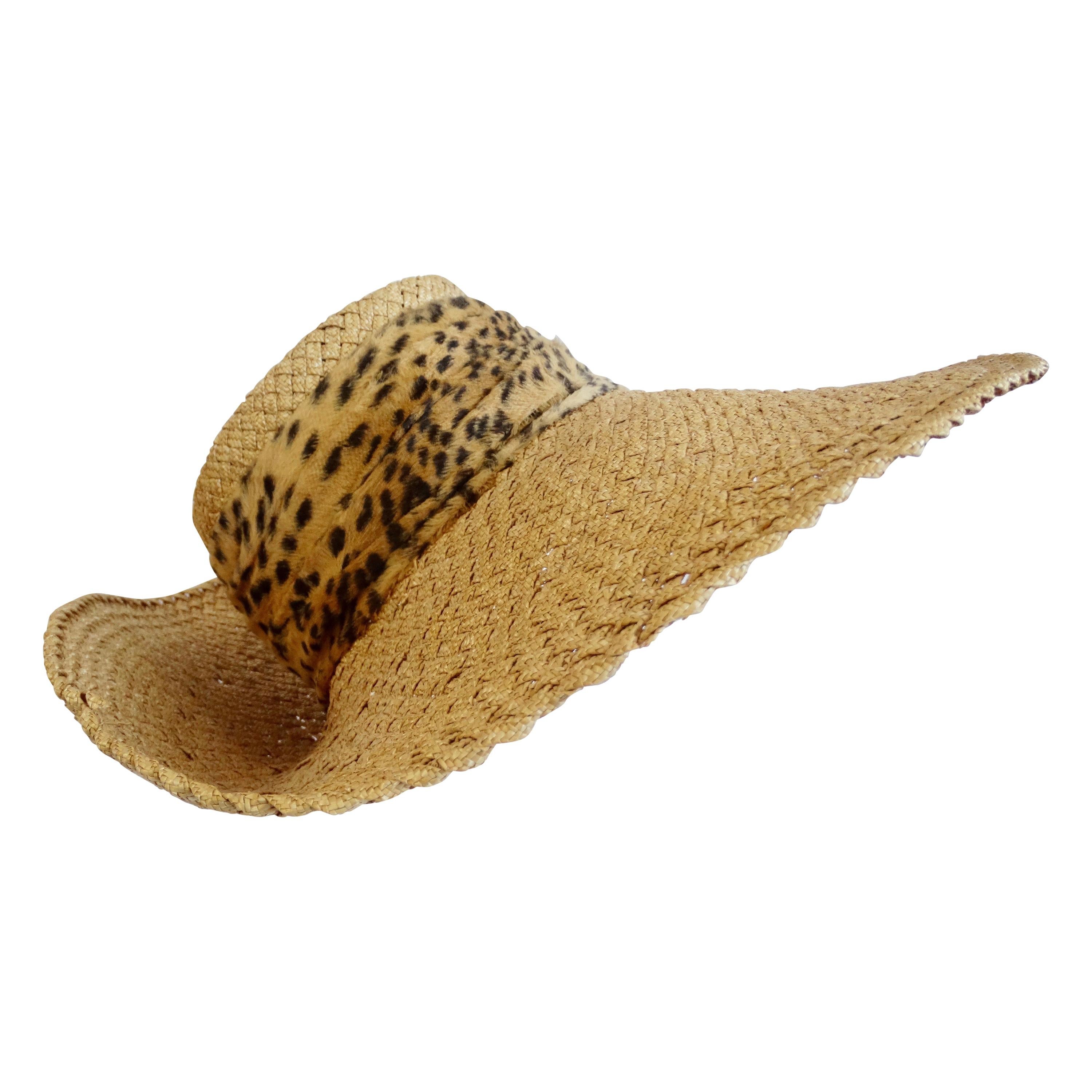 Whittall & Shon 1980s Asymmetrical Wide Brim Straw Hat