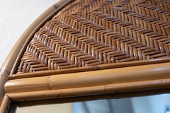 1980s Wicker and Bamboo Wall Mirror