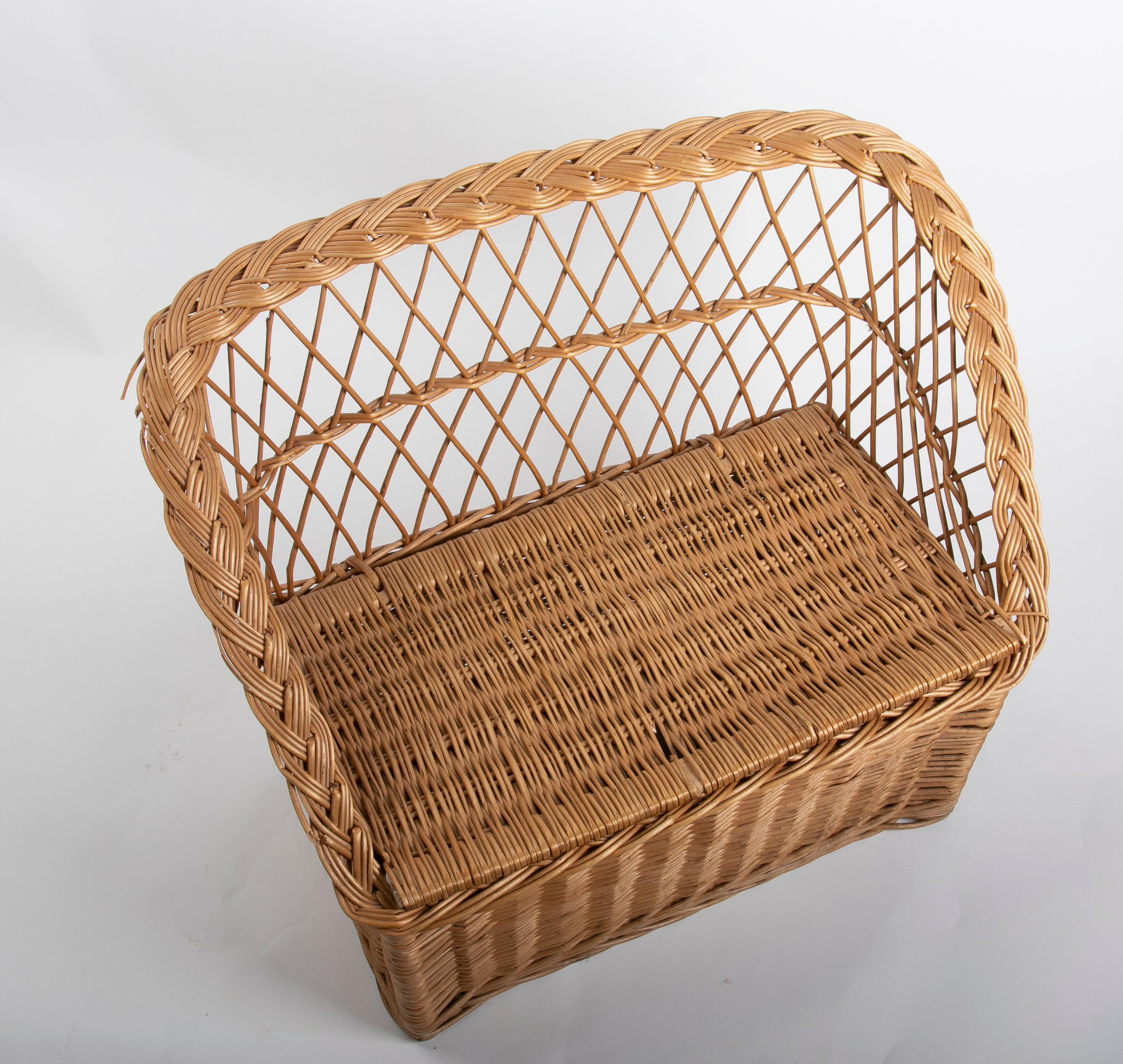 1980s Wicker Sofa for Children with Folding Seat  For Sale 10