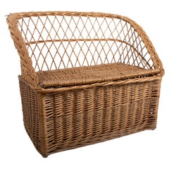 Used 1980s Wicker Sofa for Children with Folding Seat 