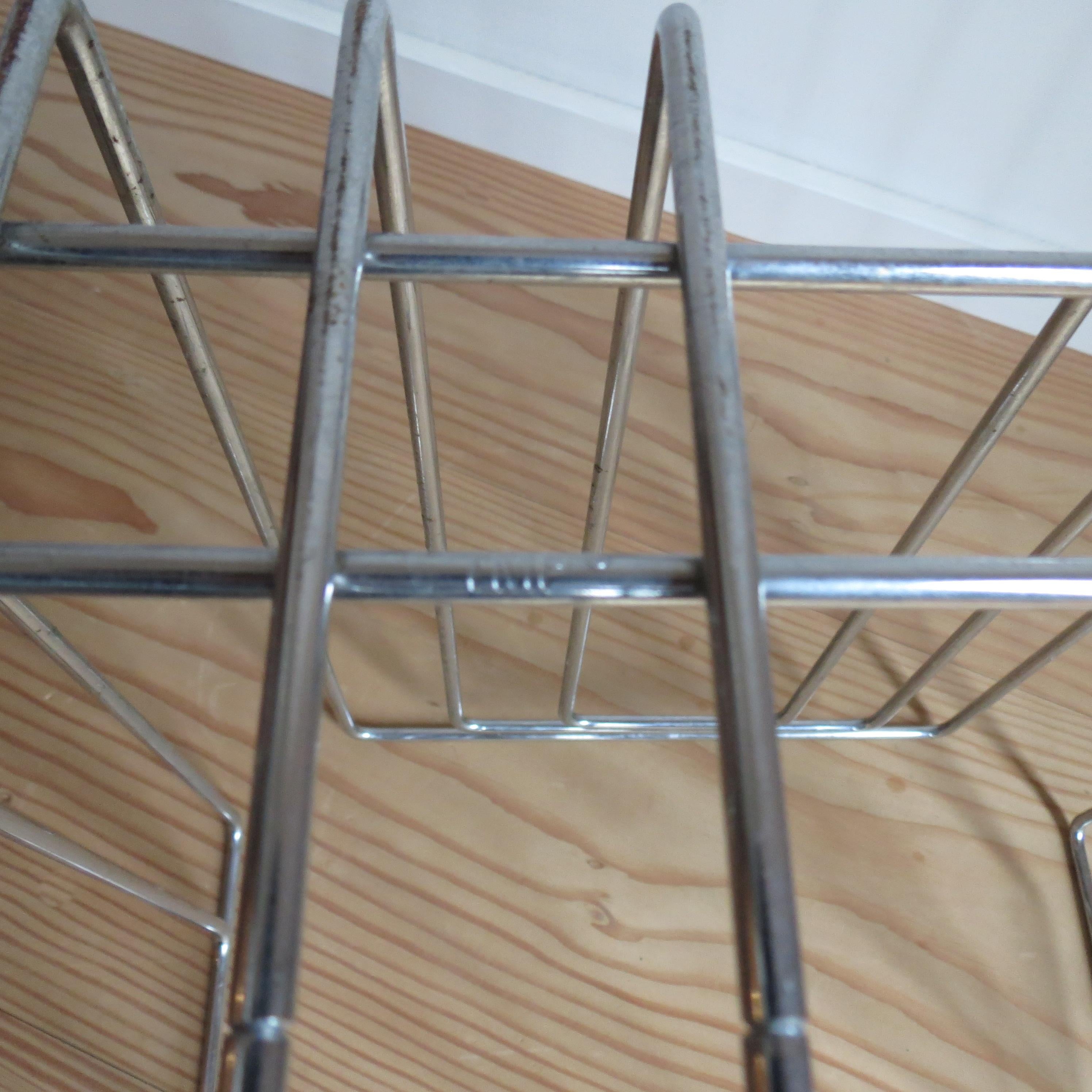 1980s Willi Glaeser Chrome Paper rack Magazine Rack Record Rack Swiss Midcentury For Sale 4