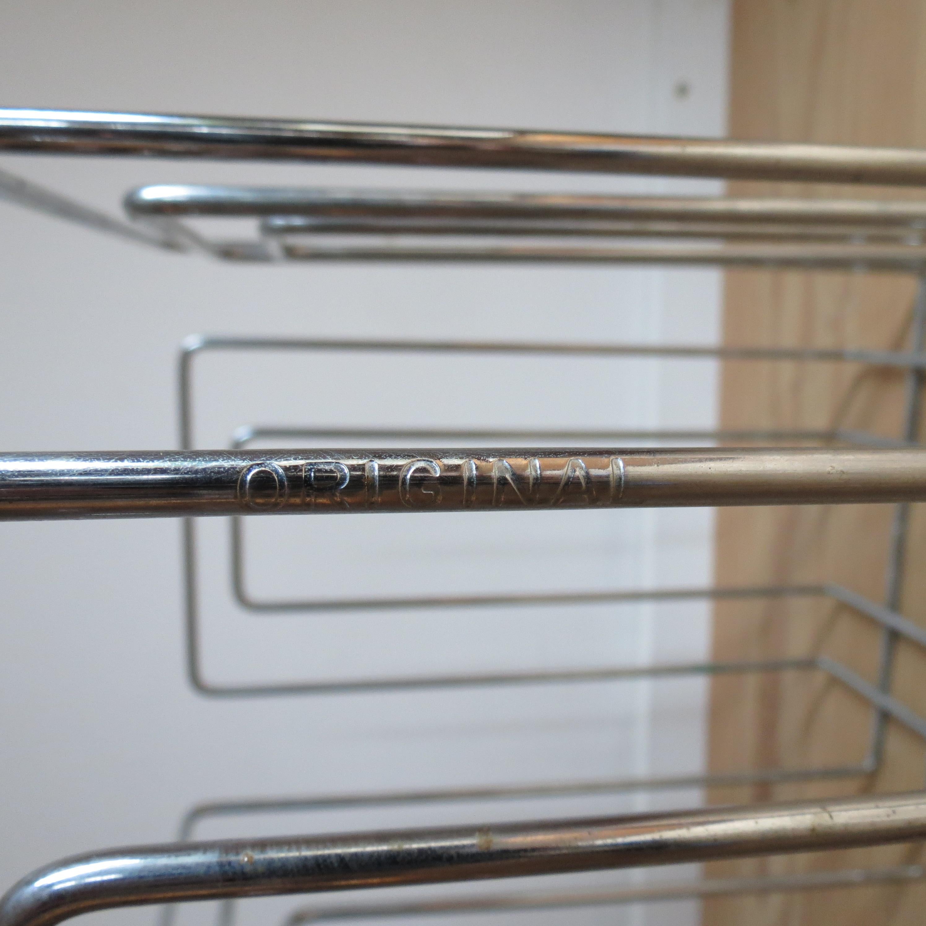 1980s Willi Glaeser Chrome Paper rack Magazine Rack Record Rack Swiss Midcentury For Sale 3