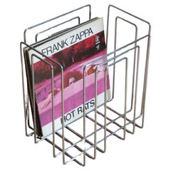 1980s Willi Glaeser Chrome Paper rack Magazine Rack Record Rack Swiss Midcentury