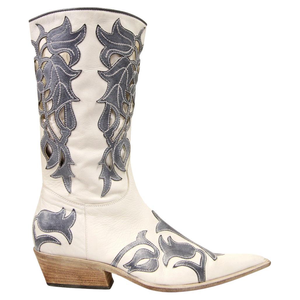 1980s William vintage white Texan boots For Sale