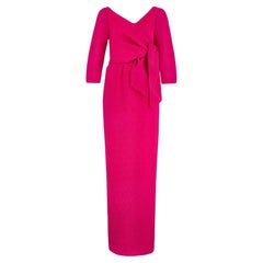 Vestido de un solo hombro con manga envolvente Wim Hemmink fucsia de los años 80