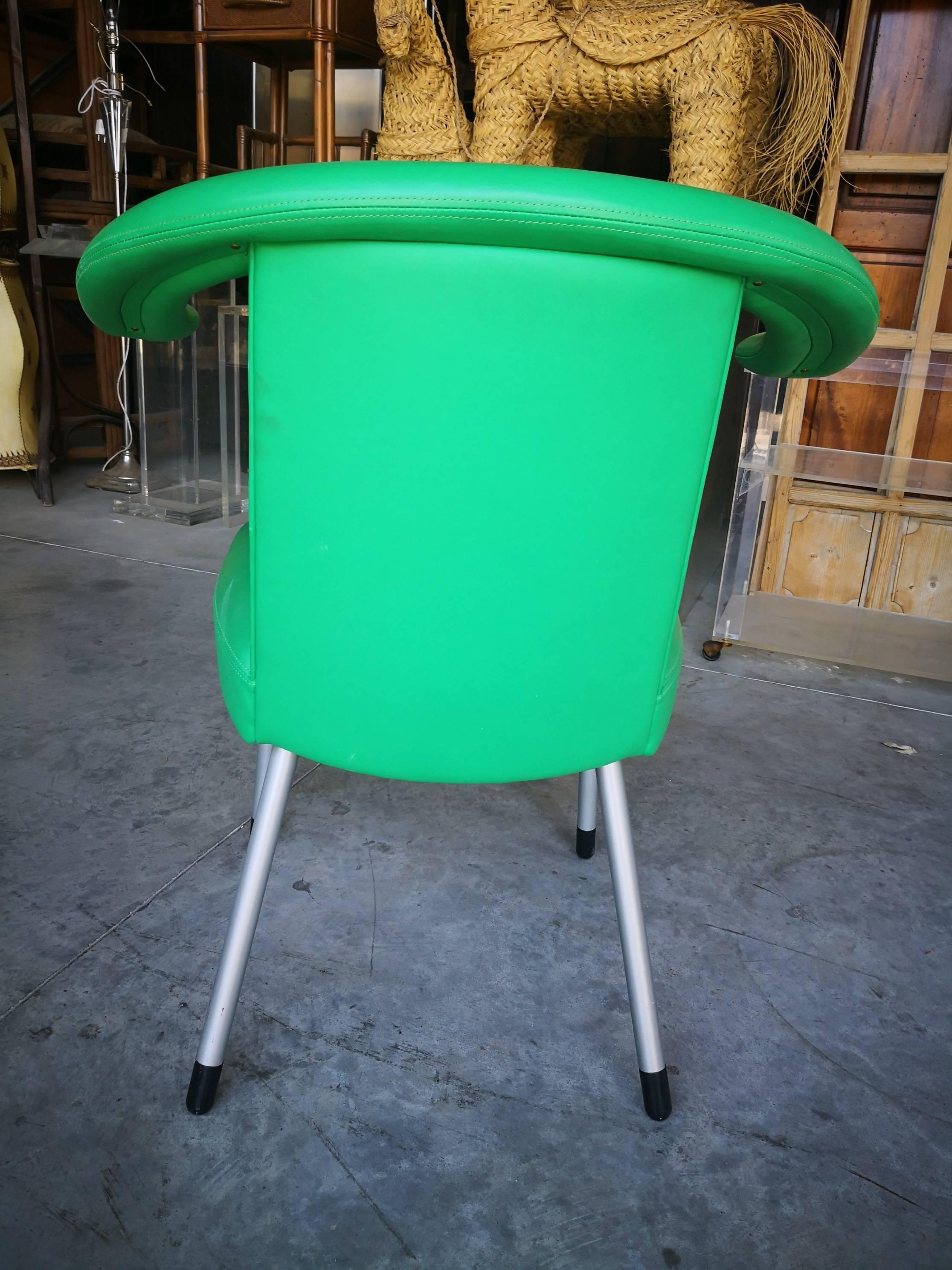 1980s Wittman Leather Upholstered Green Chair In Good Condition In Marbella, ES