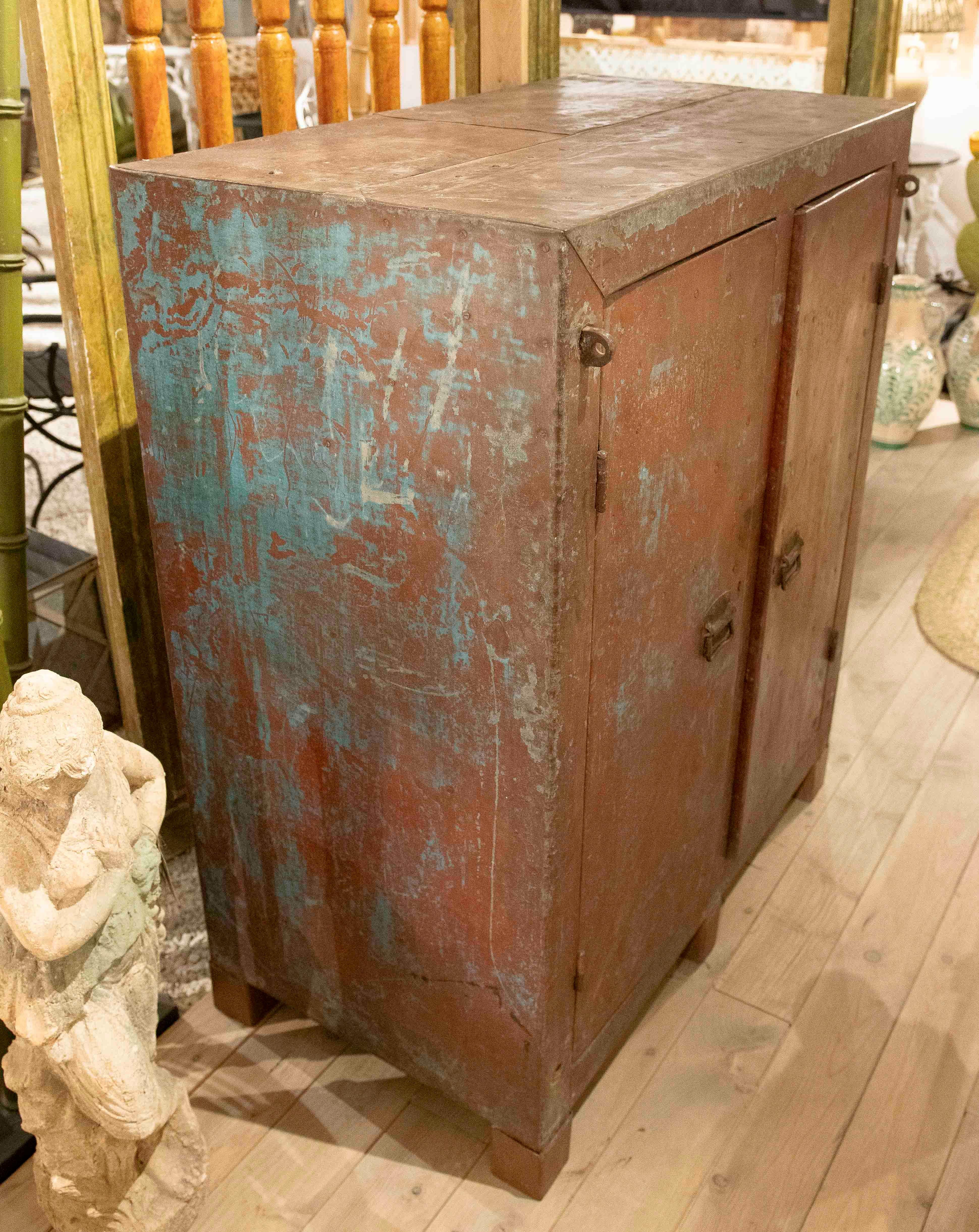 1980s Wooden Doors and Drawers Lined & Metal Deposit Box For Sale 7