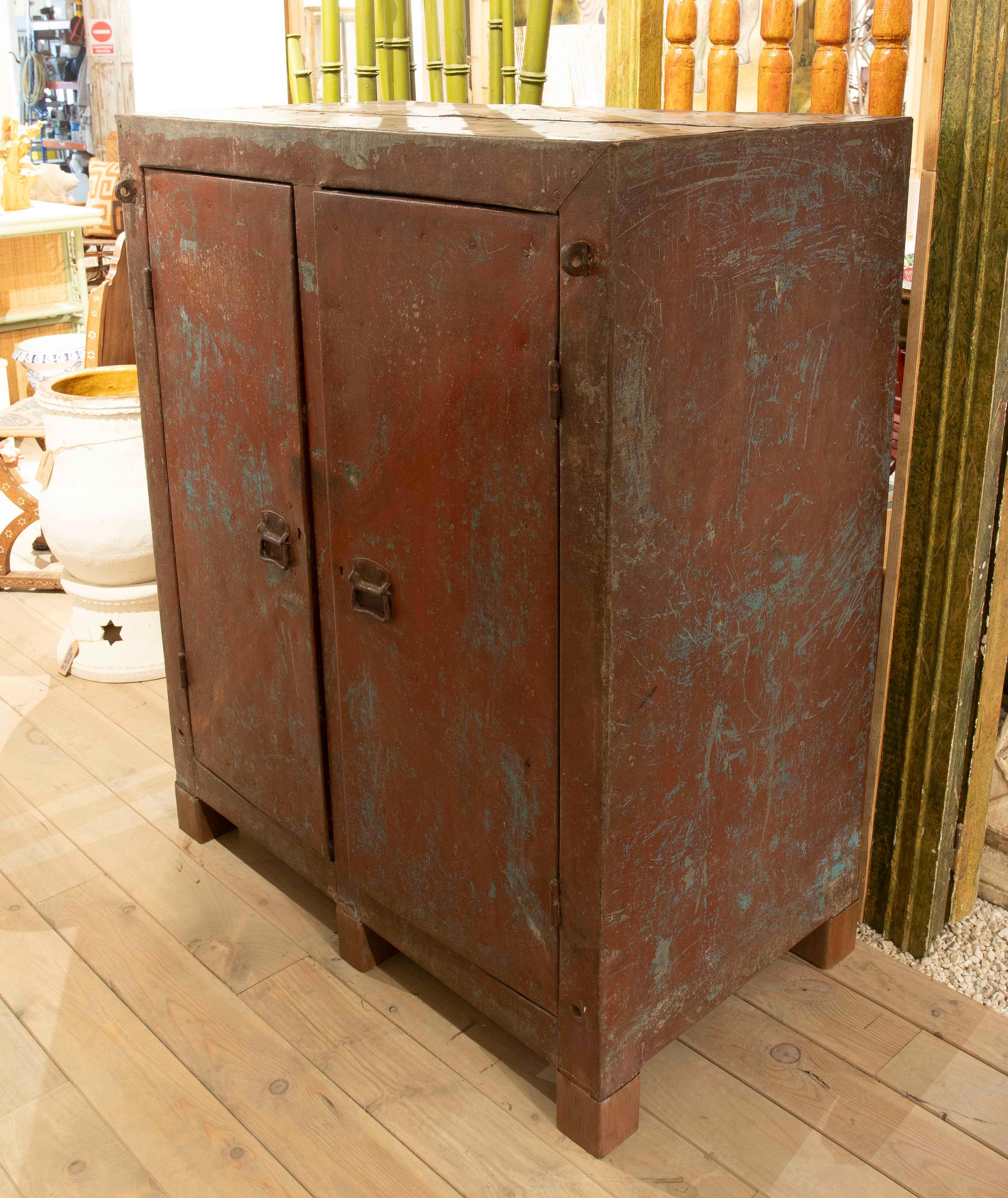 1980s Wooden Doors and Drawers Lined & Metal Deposit Box 