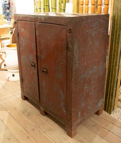 1980s Wooden Doors and Drawers Lined & Metal Deposit Box