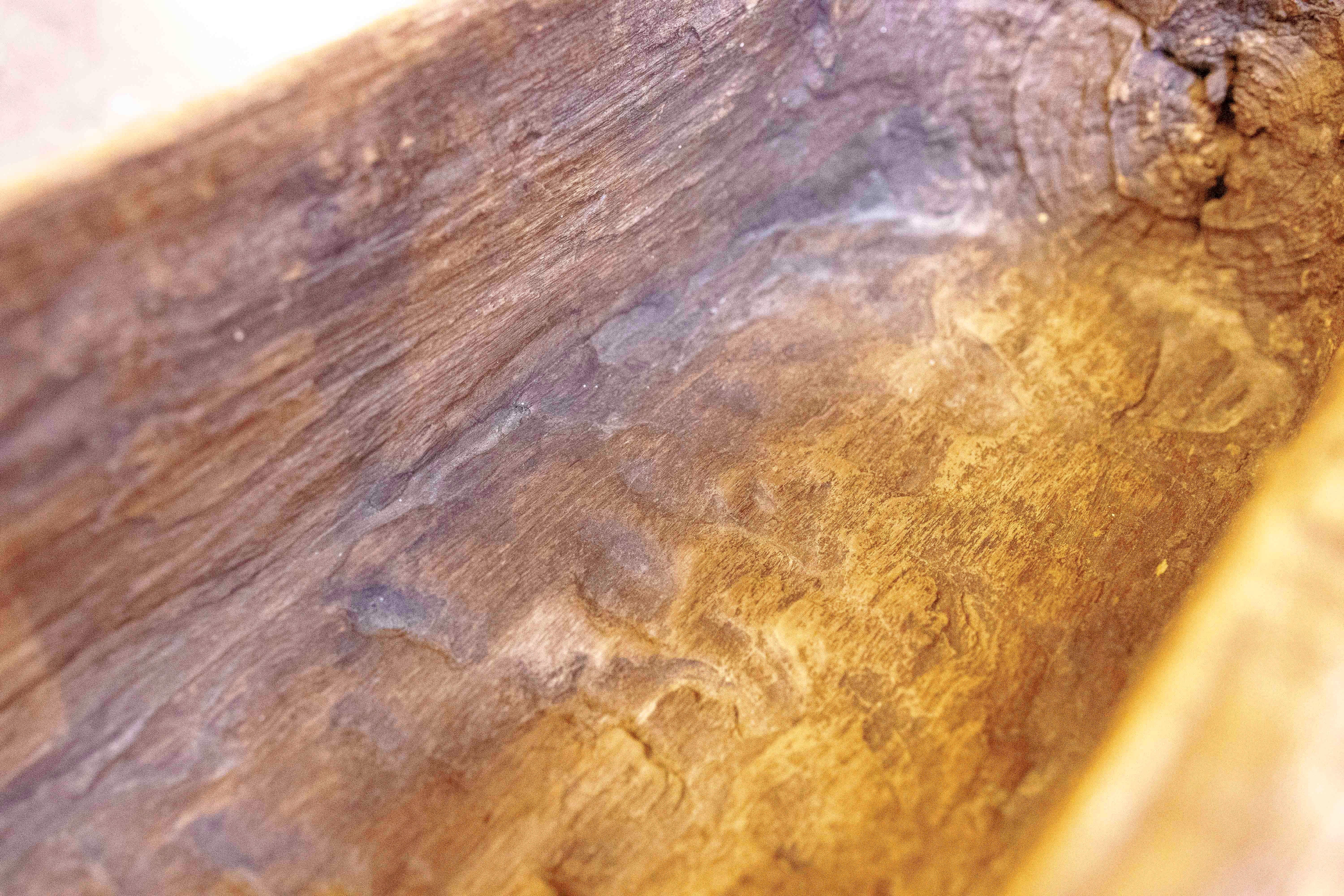 1980s Wooden Fruit Bowl with Gilded Bronze Handles by artist David Marshall 6