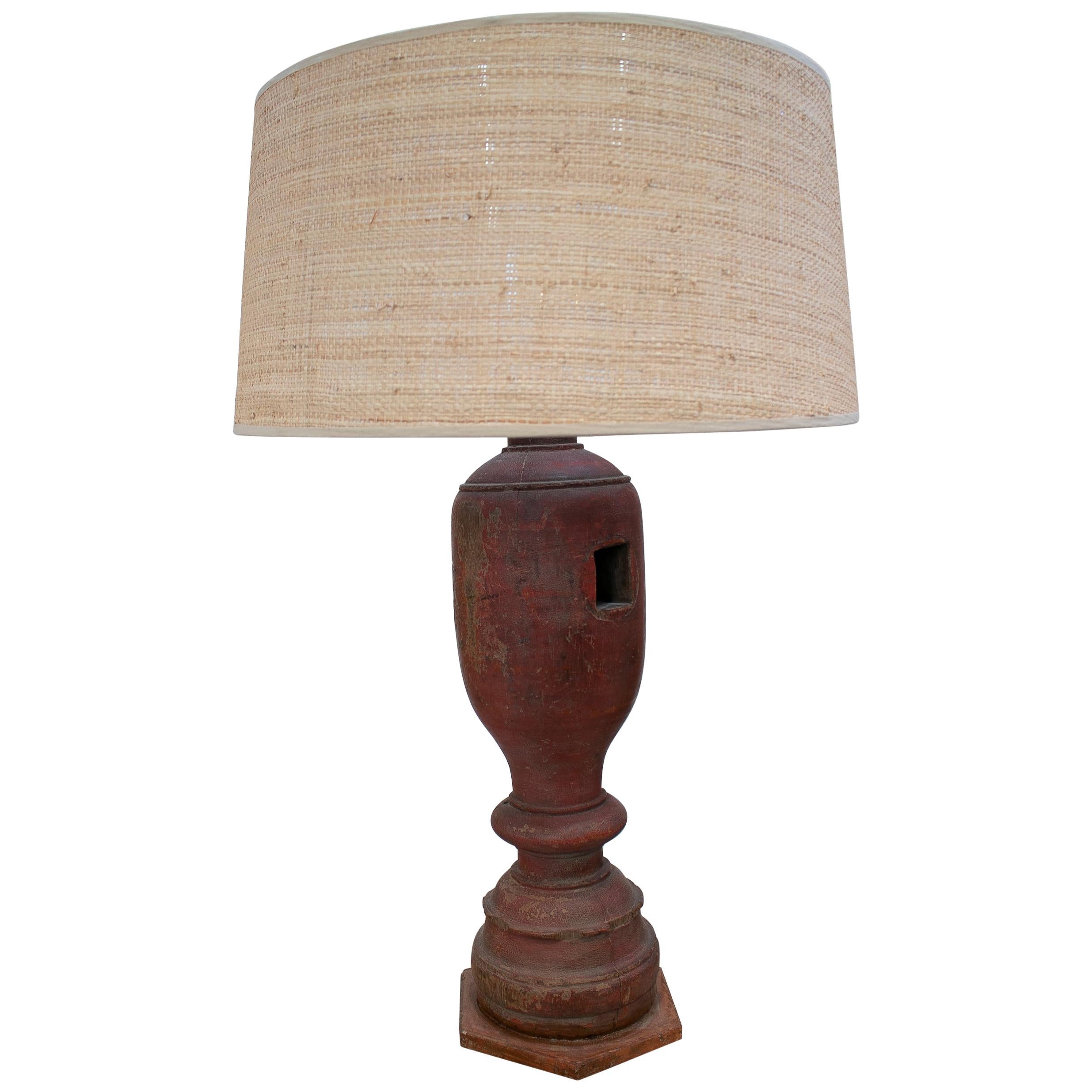 1950's wooden lamp with original turquoise paint at 1stDibs