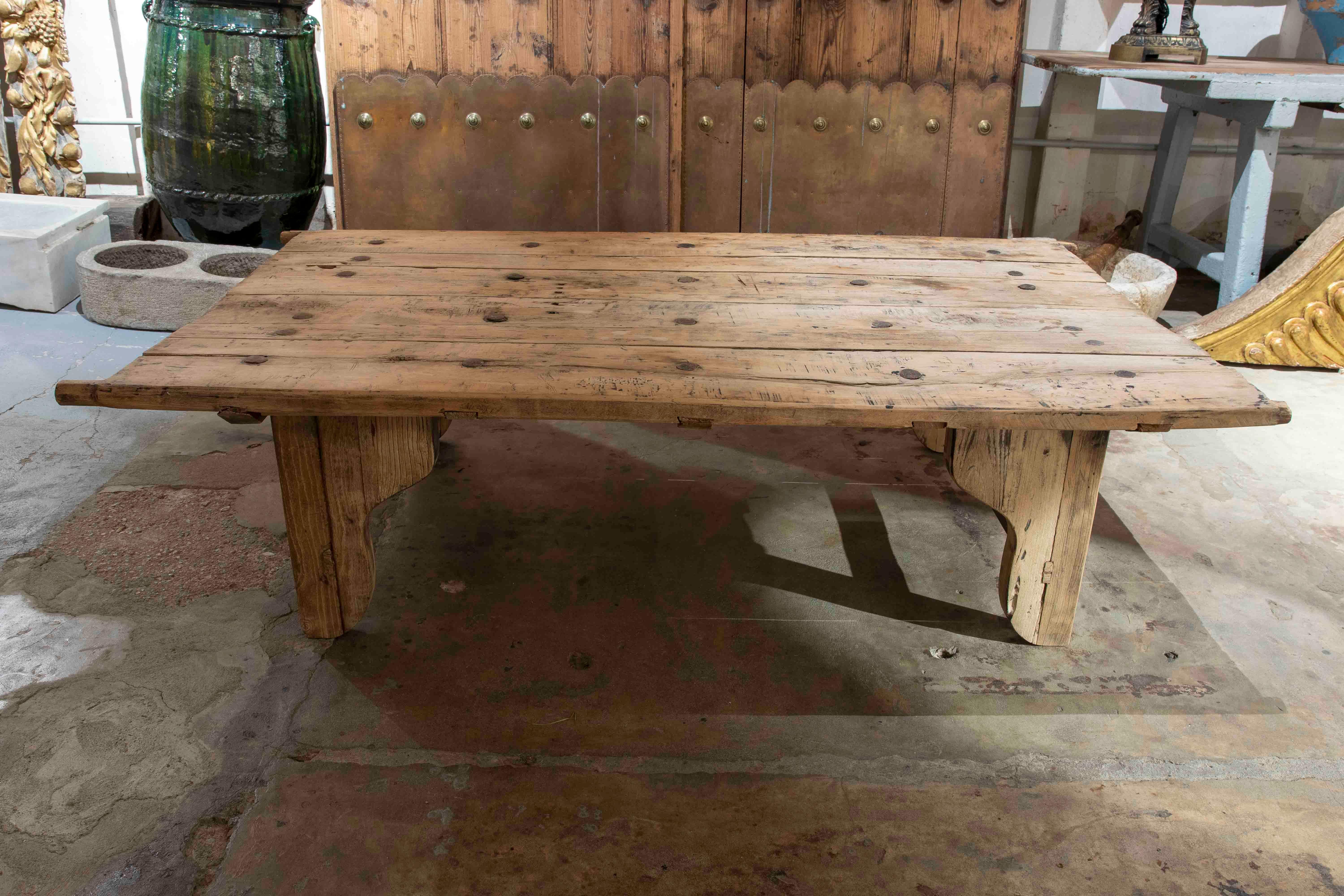 1980s Wooden Table Made with Antique Door.