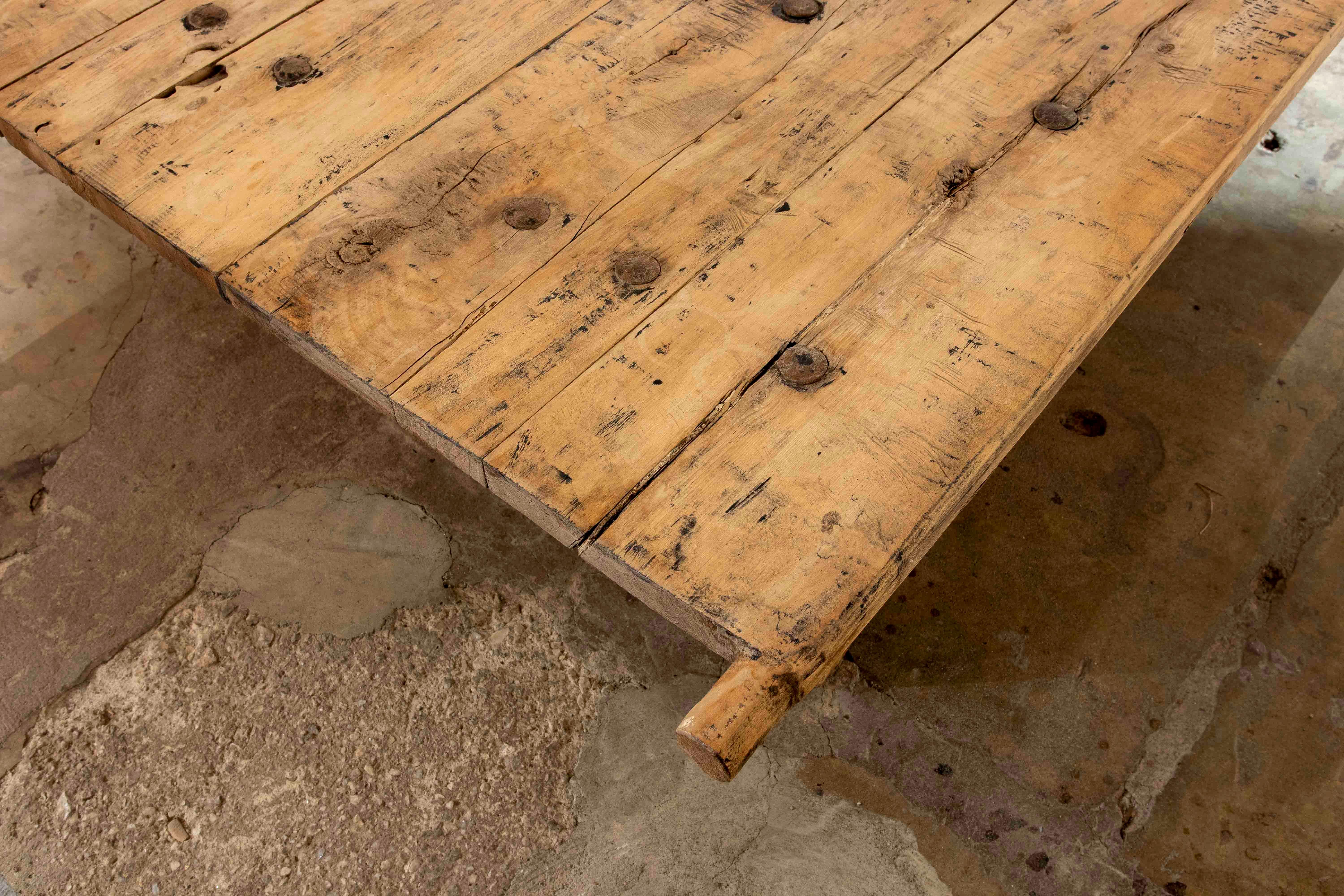 1980s Wooden Table Made with Antique Door For Sale 2