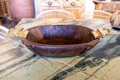 1980s Wooden Tray with Bronze Handles by the Artist David Marshall