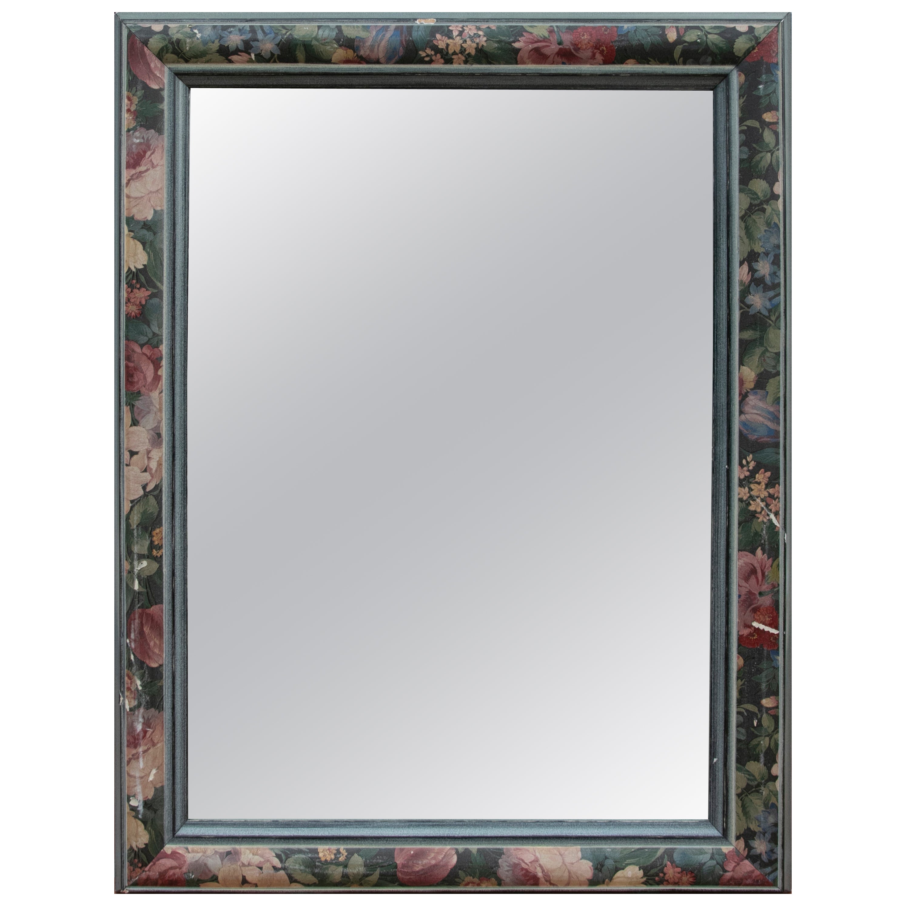 Miroir mural peint de fleurs des années 1980 en vente