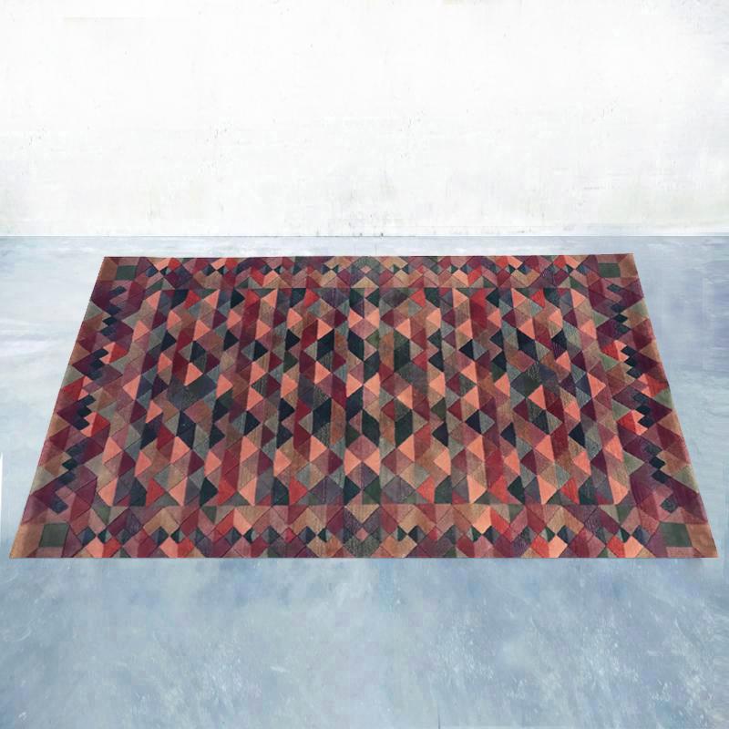 1980 Magnifique tapis géométrique en laine d'Ottavio Missoni, appelé 