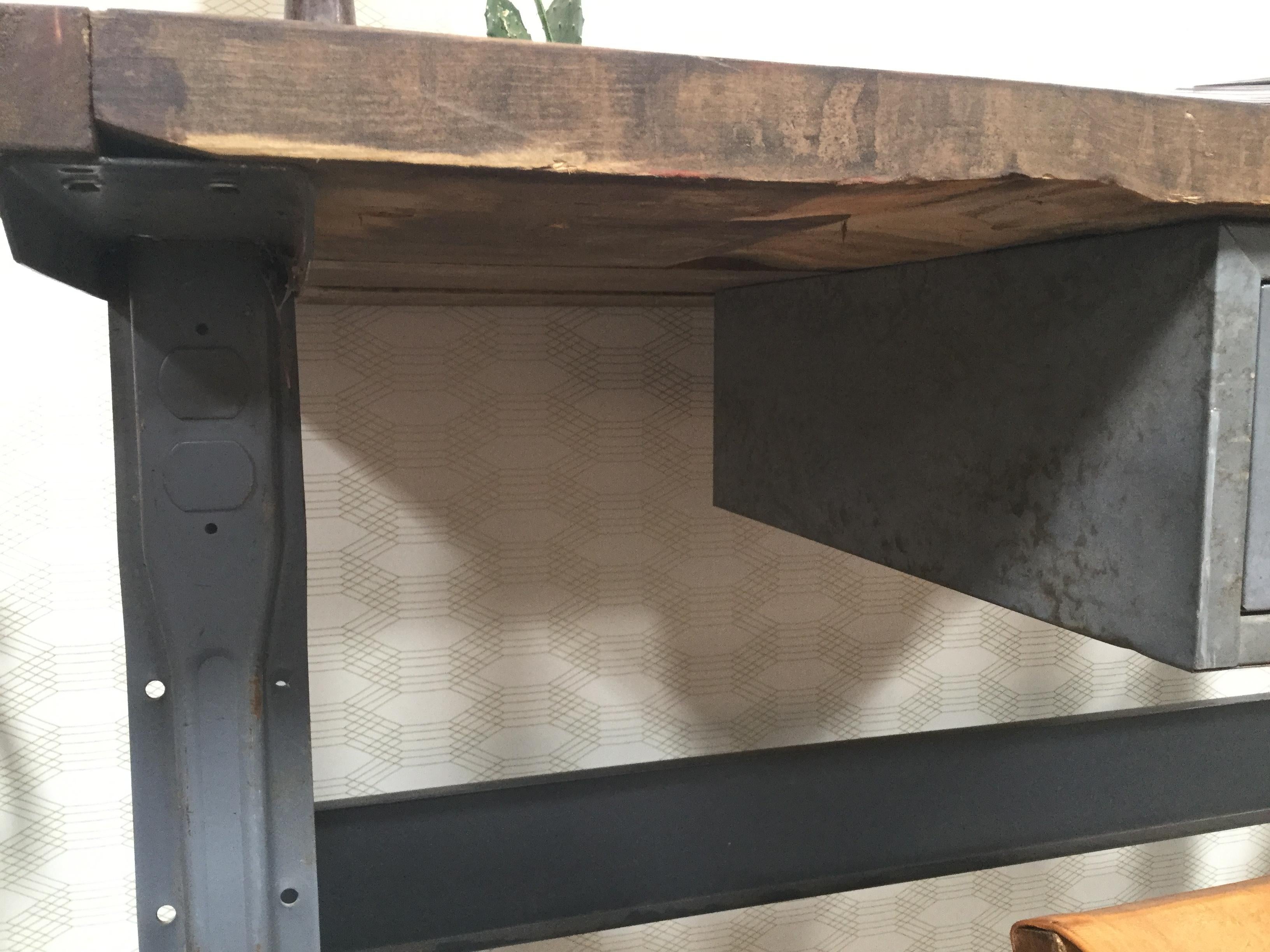 Metal Work Table with Drawer In Good Condition In Los Angeles, CA