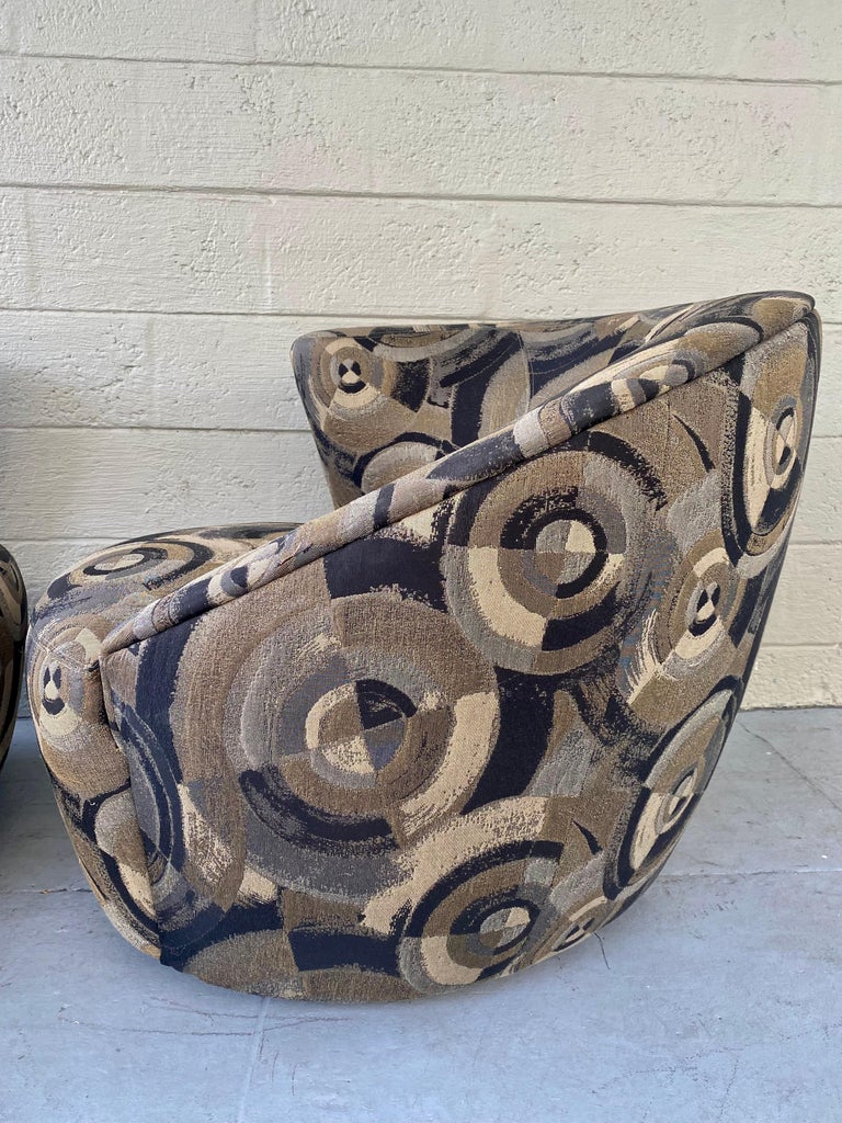 1980s XL Nautilus Abstract Weiman Swivel Chairs, Set of 2 For Sale at