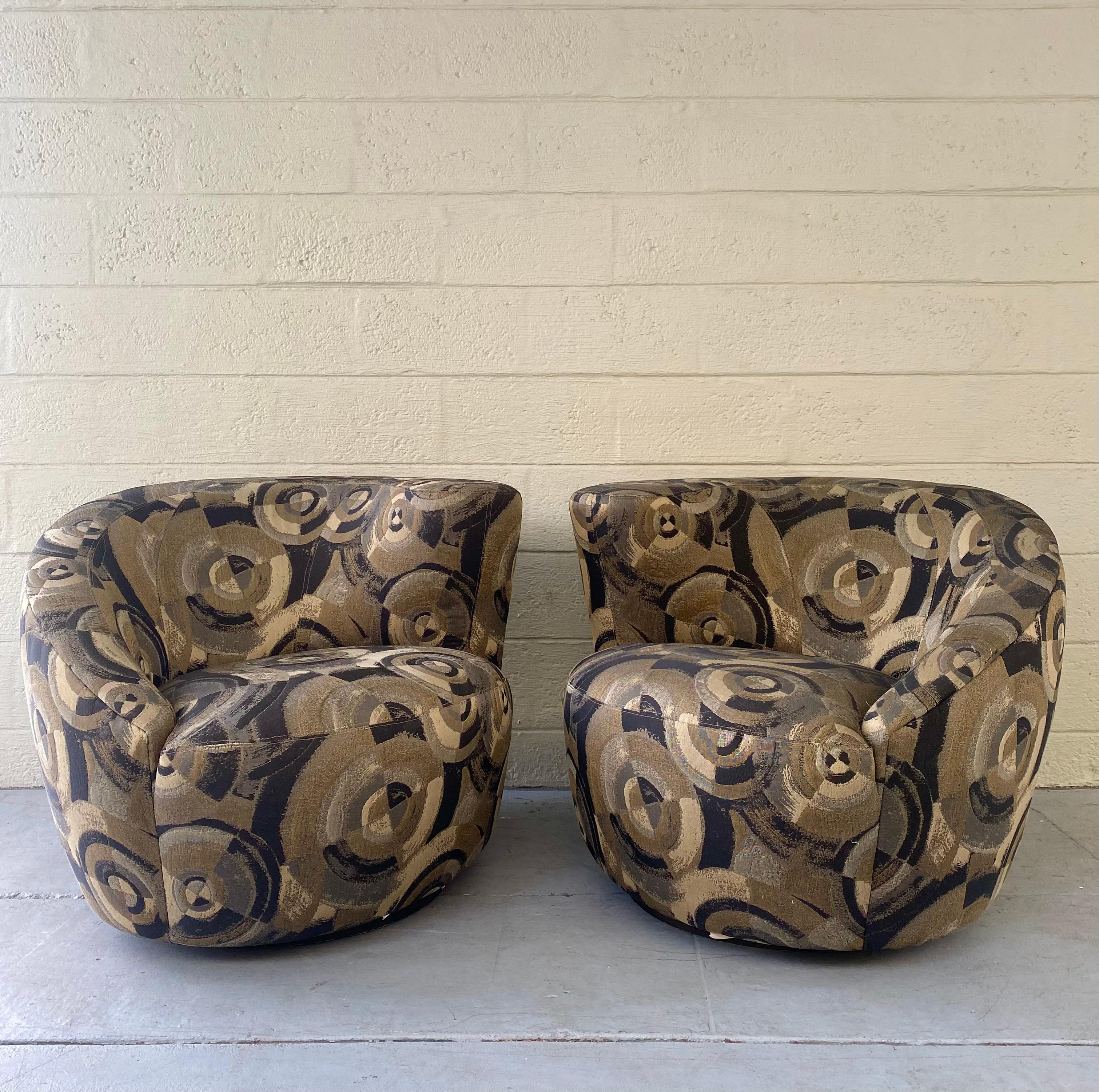 Post-Modern 1980s XL Nautilus Abstract Weiman Sculptural Swivel Chairs, Set of 2 For Sale