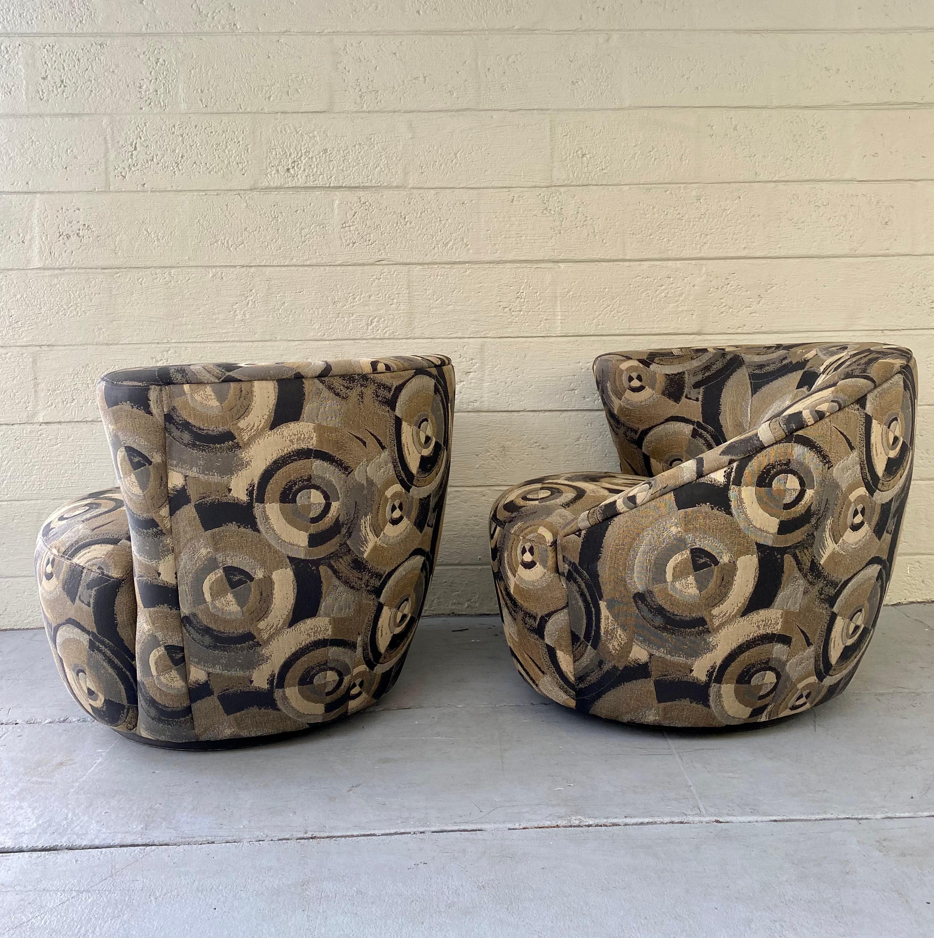 American 1980s XL Nautilus Abstract Weiman Sculptural Swivel Chairs, Set of 2 For Sale