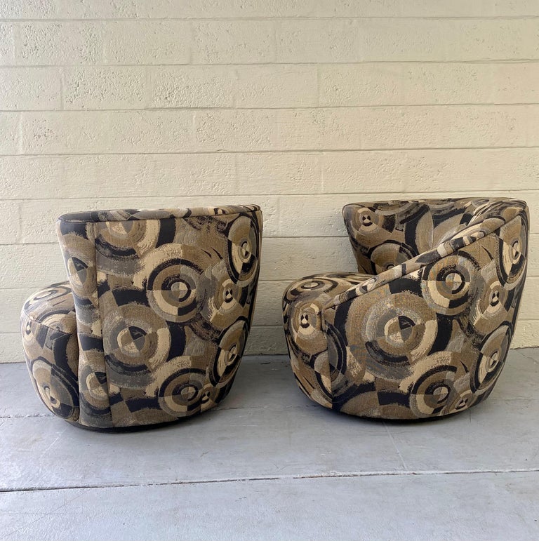 1980s XL Nautilus Abstract Weiman Swivel Chairs, Set of 2 For Sale at