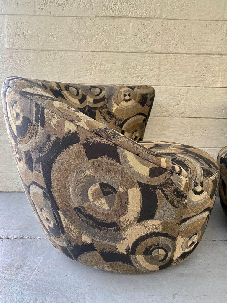 1980s XL Nautilus Abstract Weiman Swivel Chairs, Set of 2 For Sale at