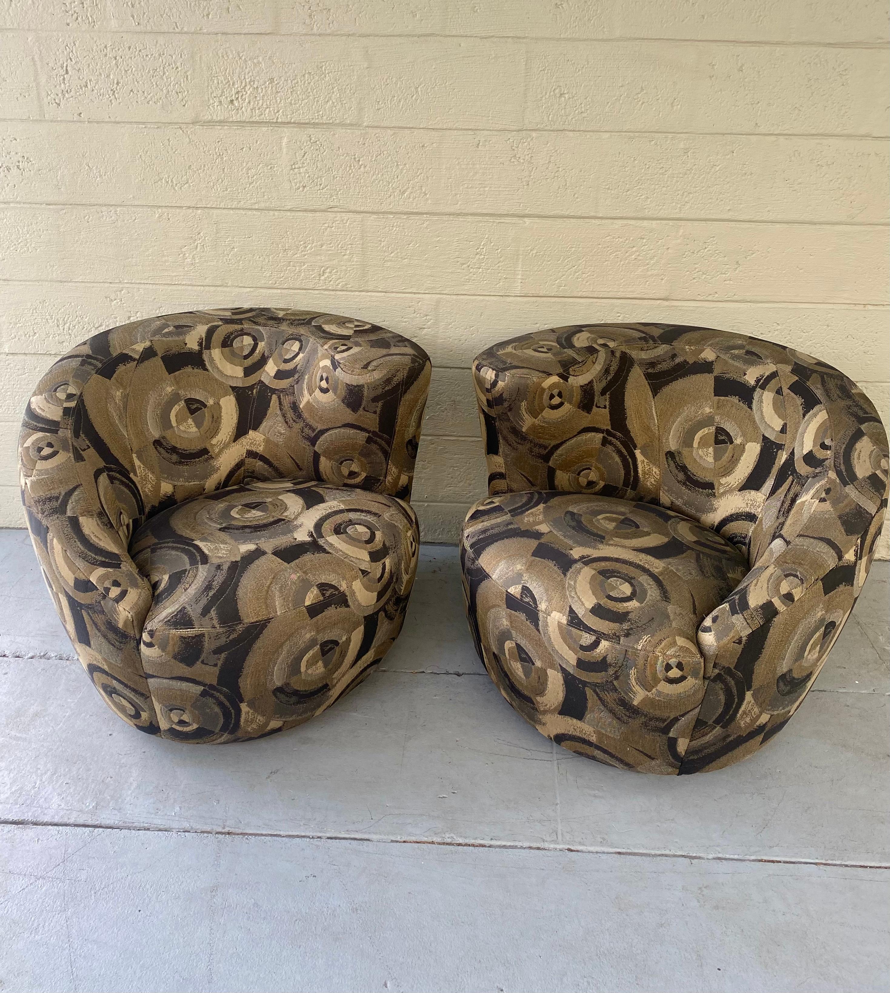 1980s XL Nautilus Abstract Weiman Sculptural Swivel Chairs, Set of 2 For Sale 2