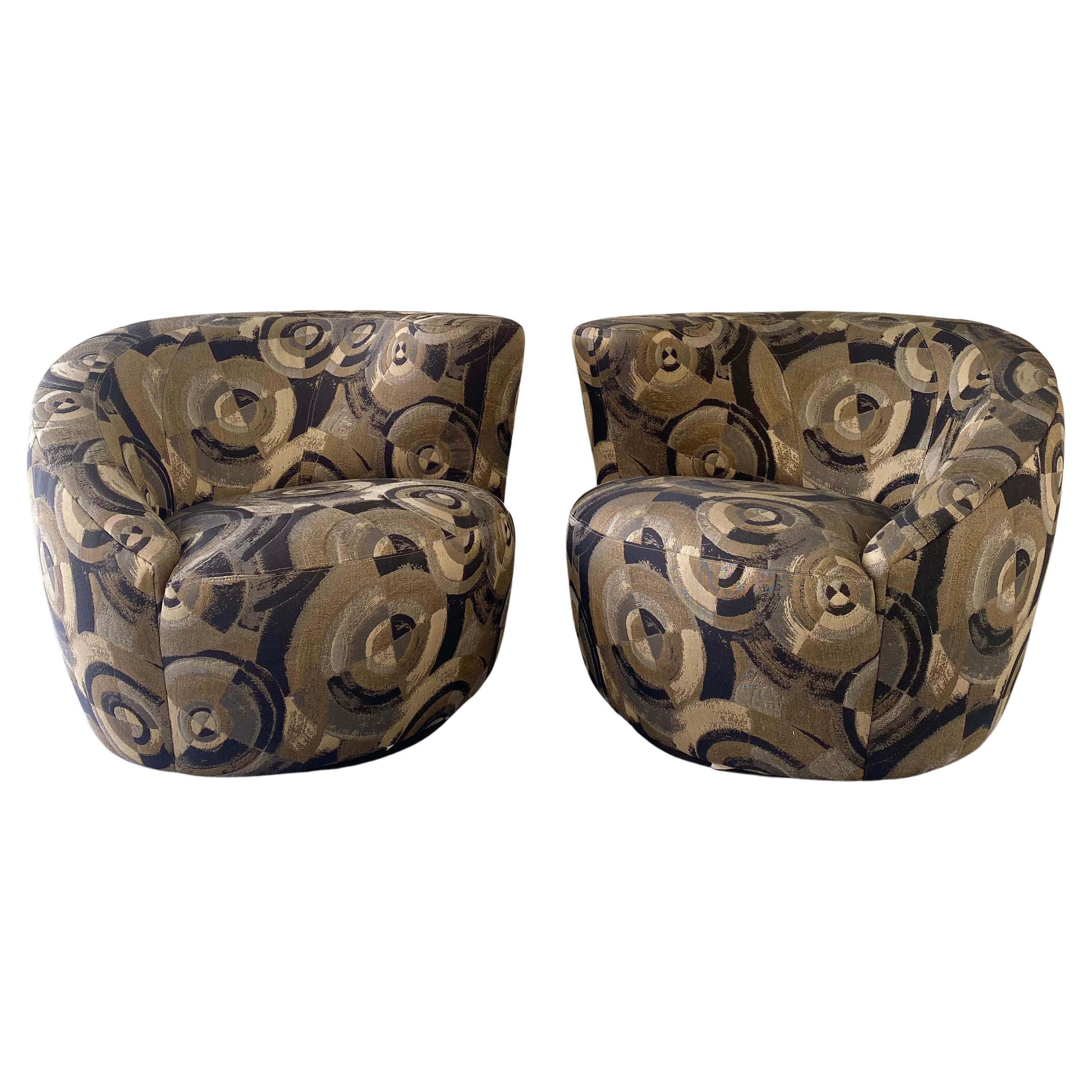 1980s XL Nautilus Abstract Weiman Sculptural Swivel Chairs, Set of 2 For Sale