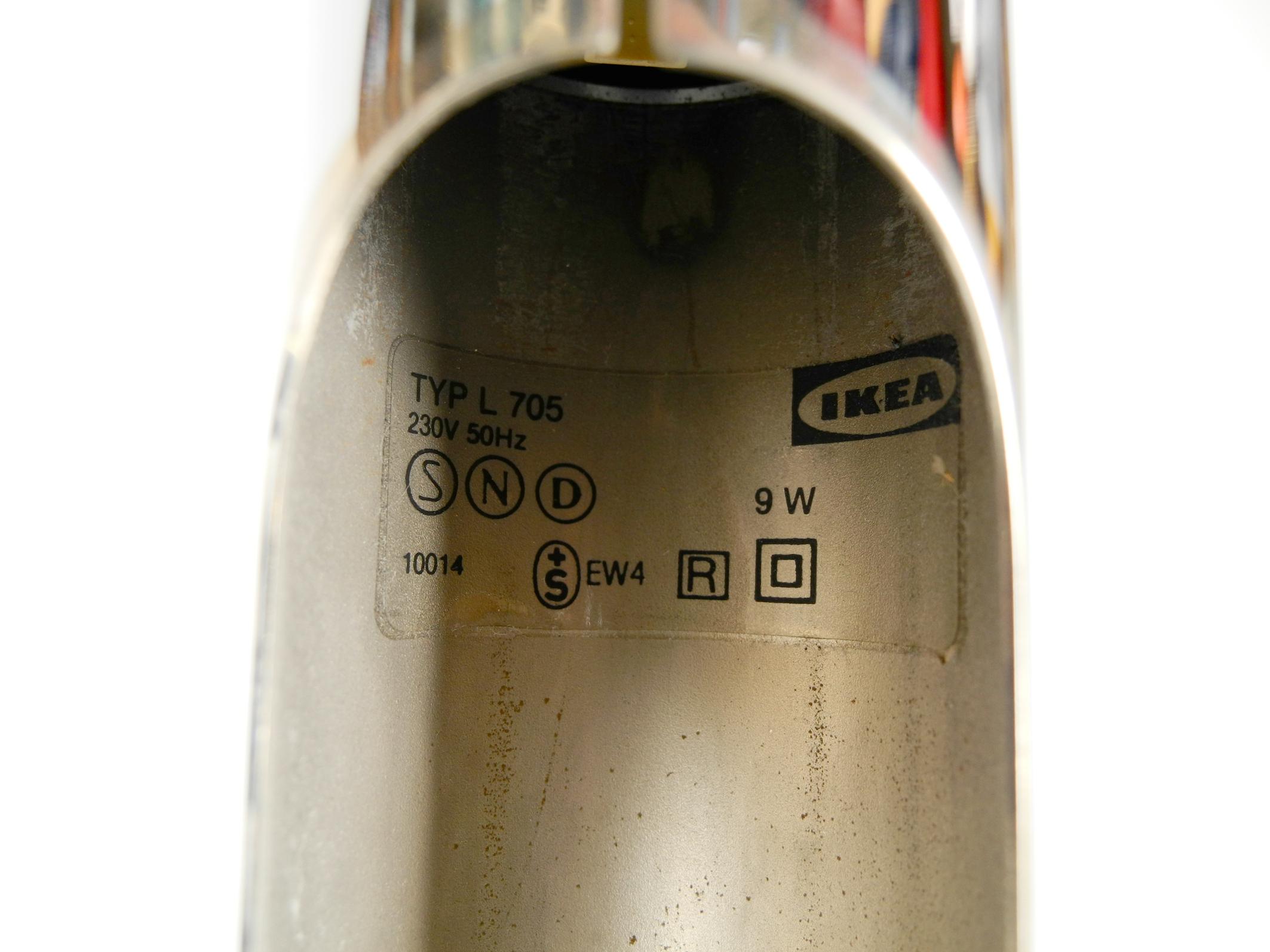 1980s Extra Large Chromed Metal Floor Desk Lamp by Ikea, Model OMI L 705 3