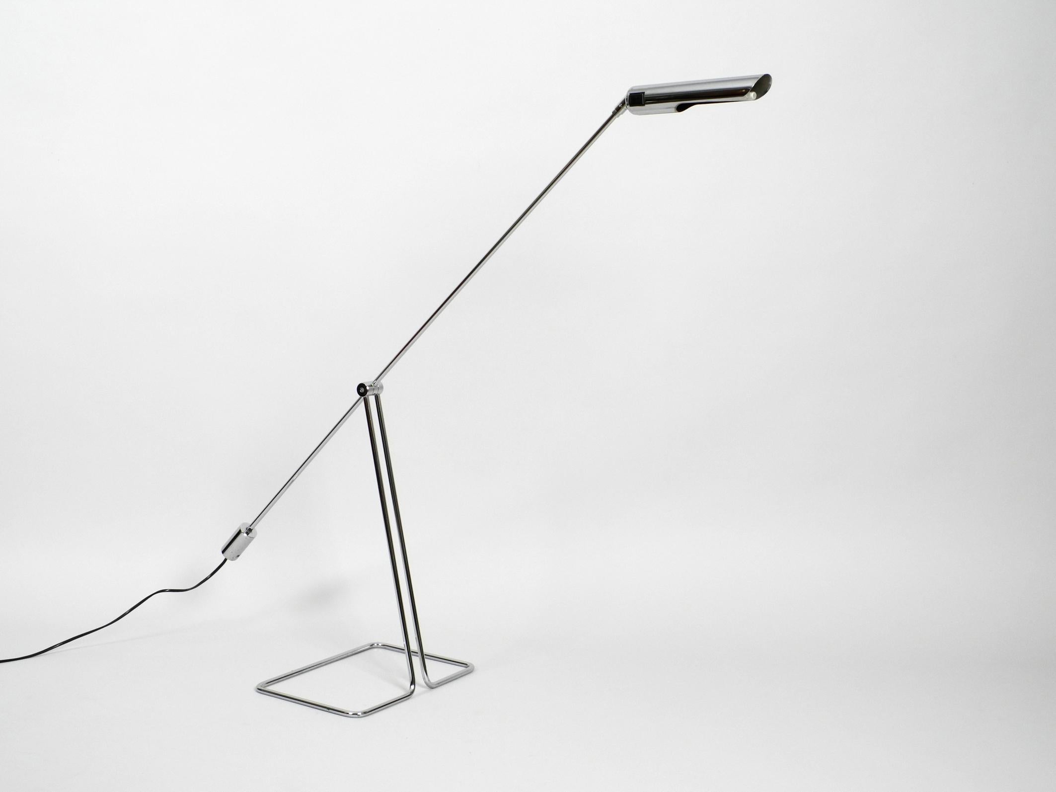 1980s Extra Large Chromed Metal Floor Desk Lamp by Ikea, Model OMI L 705 10