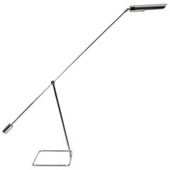 1980s Extra Large Chromed Metal Floor Desk Lamp by Ikea, Model OMI L 705