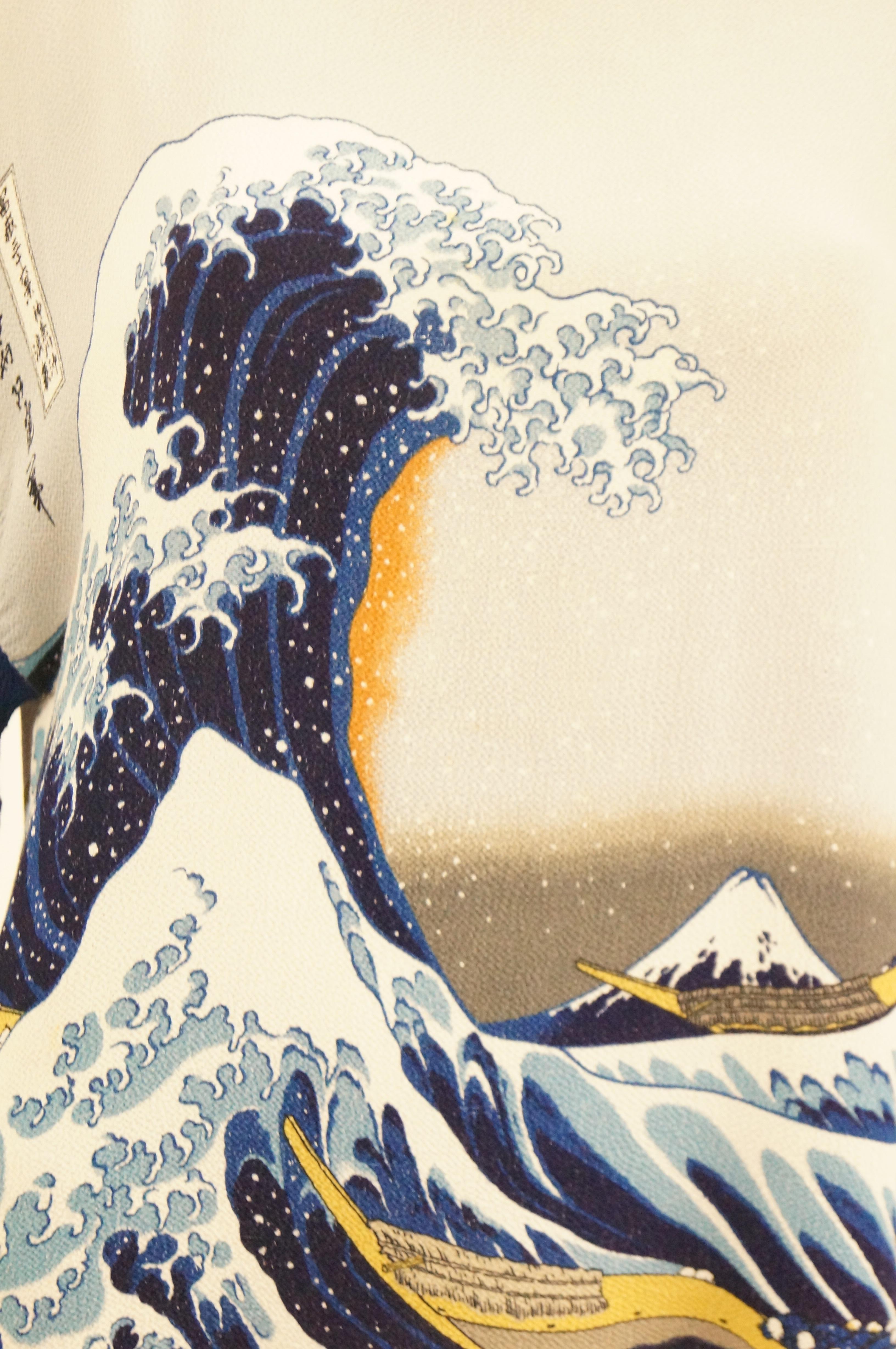 Loose fitting tunic by Yako Beverly Hills. This interesting top features Katsushika Hokusai's amazing, iconic  