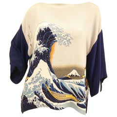 1980s Yako Beverly Hills Tunic Featuring Hokusai's "The Great Wave off Kanagawa"