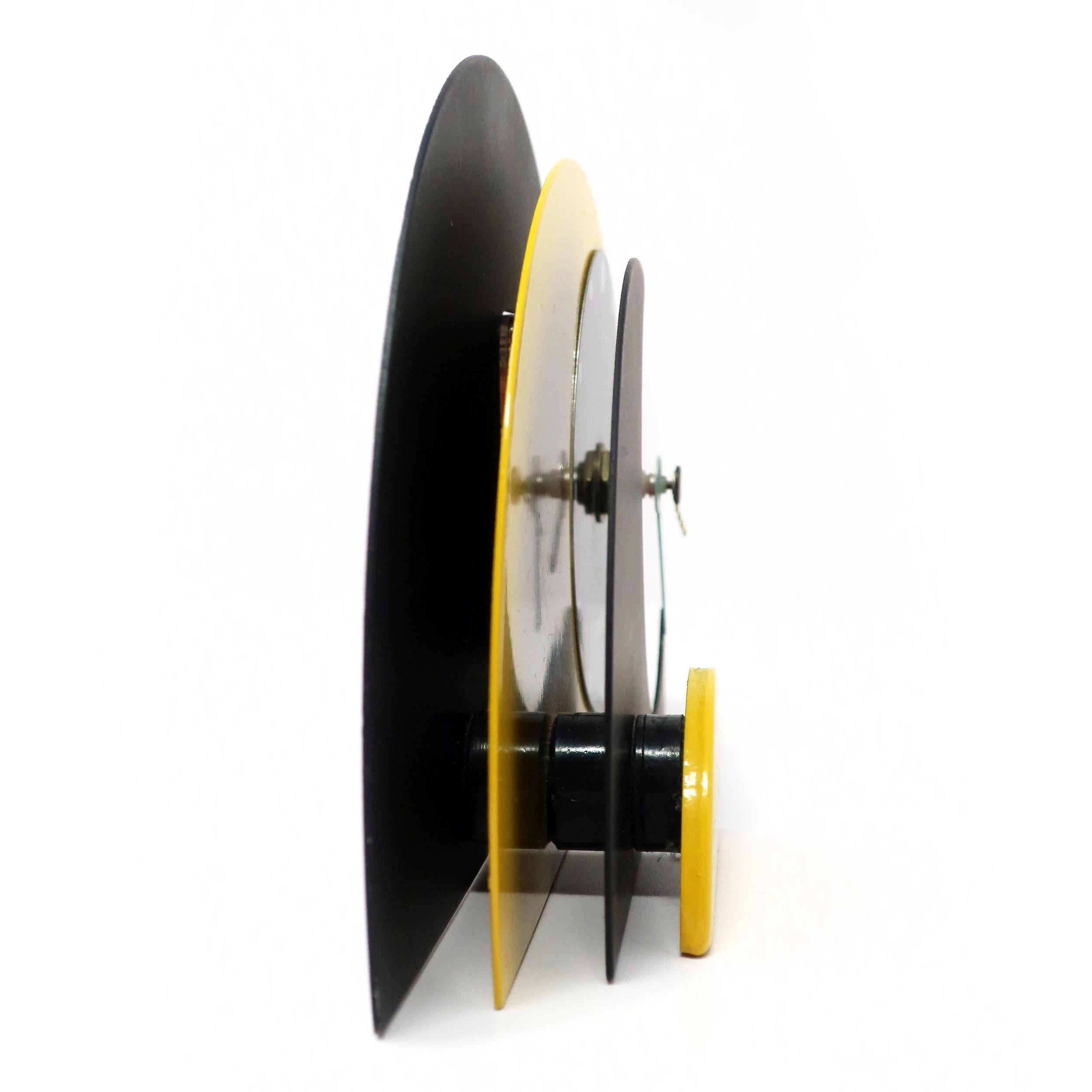 1980s Yellow & Black Stacked Desk or Mantel Clock For Sale 1