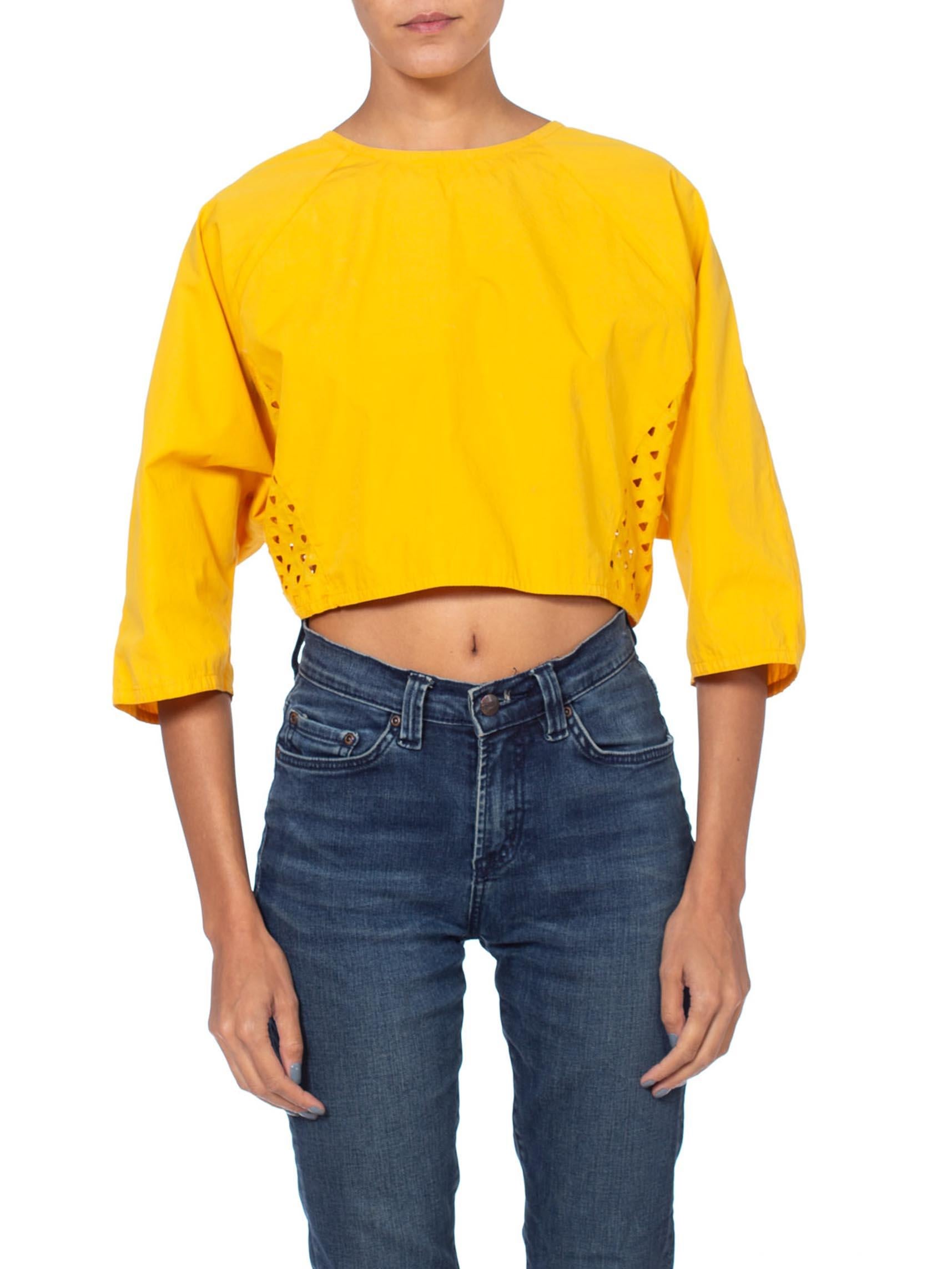1980'S Yellow Cotton Knot Top With Cut Out Back In Excellent Condition In New York, NY