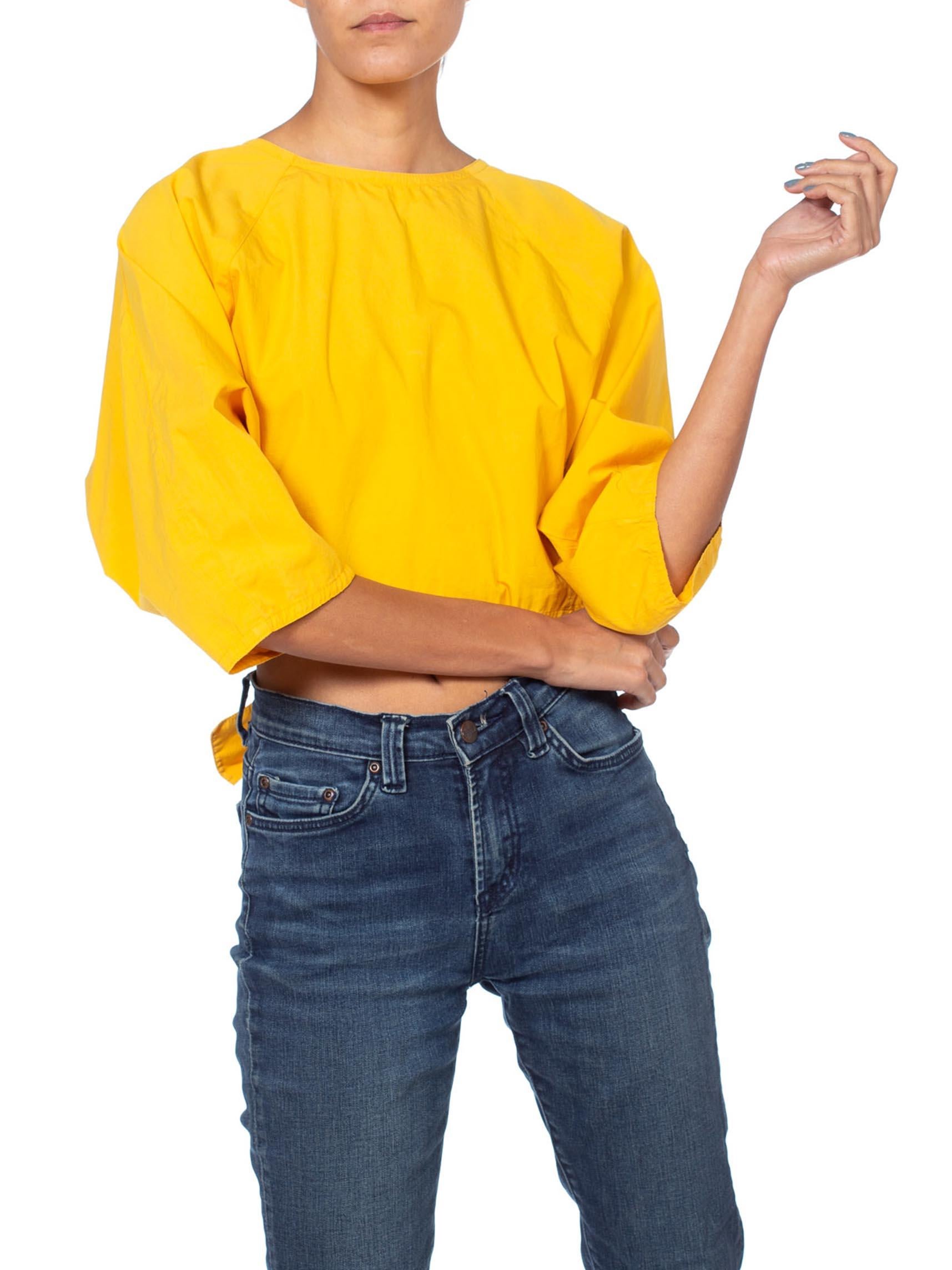 1980'S Yellow Cotton Knot Top With Cut Out Back 2