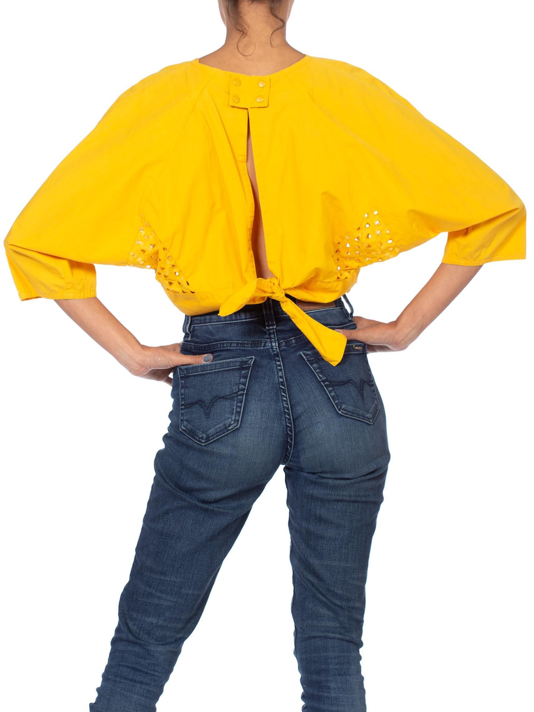 1980'S Yellow Cotton Knot Top With Cut Out Back 4