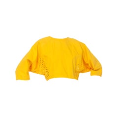 1980'S Yellow Cotton Knot Top With Cut Out Back
