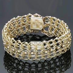 14k Yellow Gold Open Solid Link Wide Bracelet