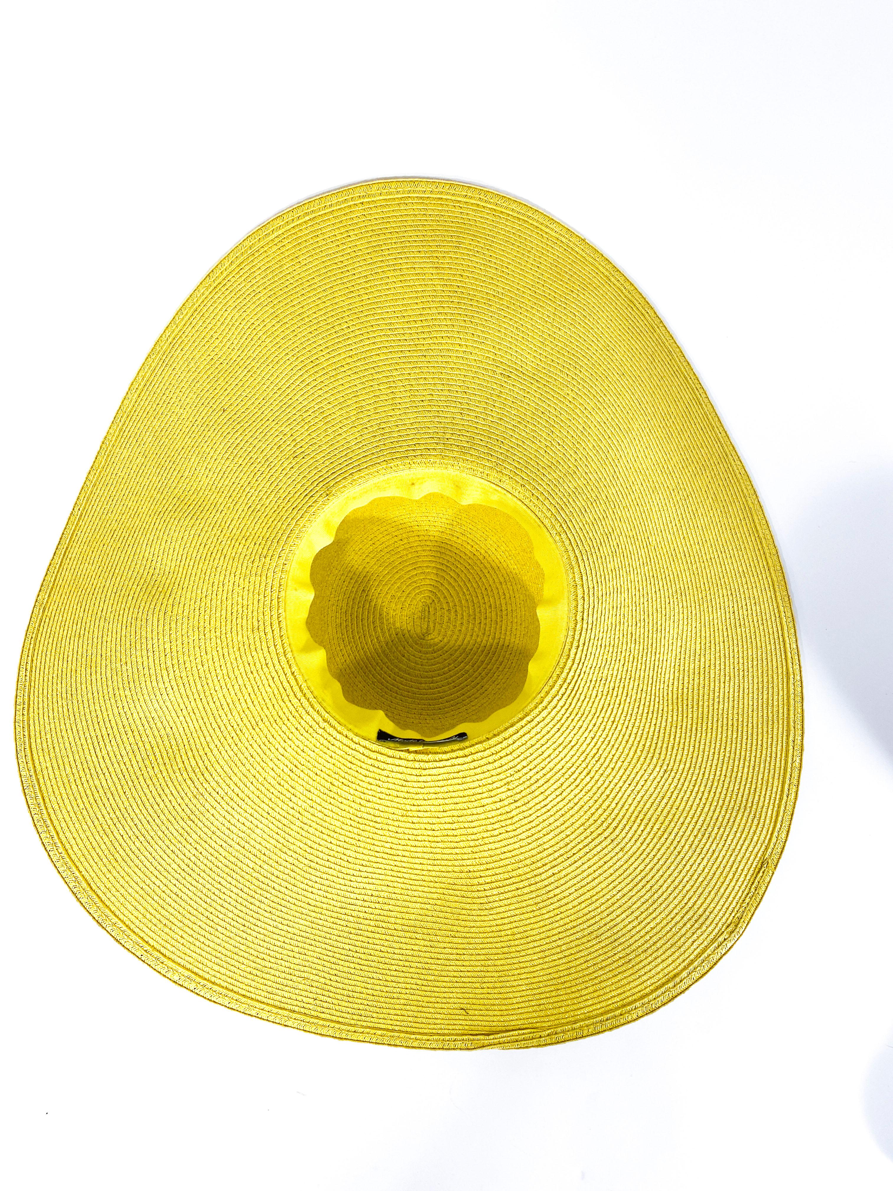 1980s Yellow Oversized Sunhat with Custom Hat Band 2