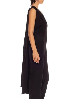 1980S YOHJI YAMAMOTO Black Silk Sexy Backless Halter Jumpsuit