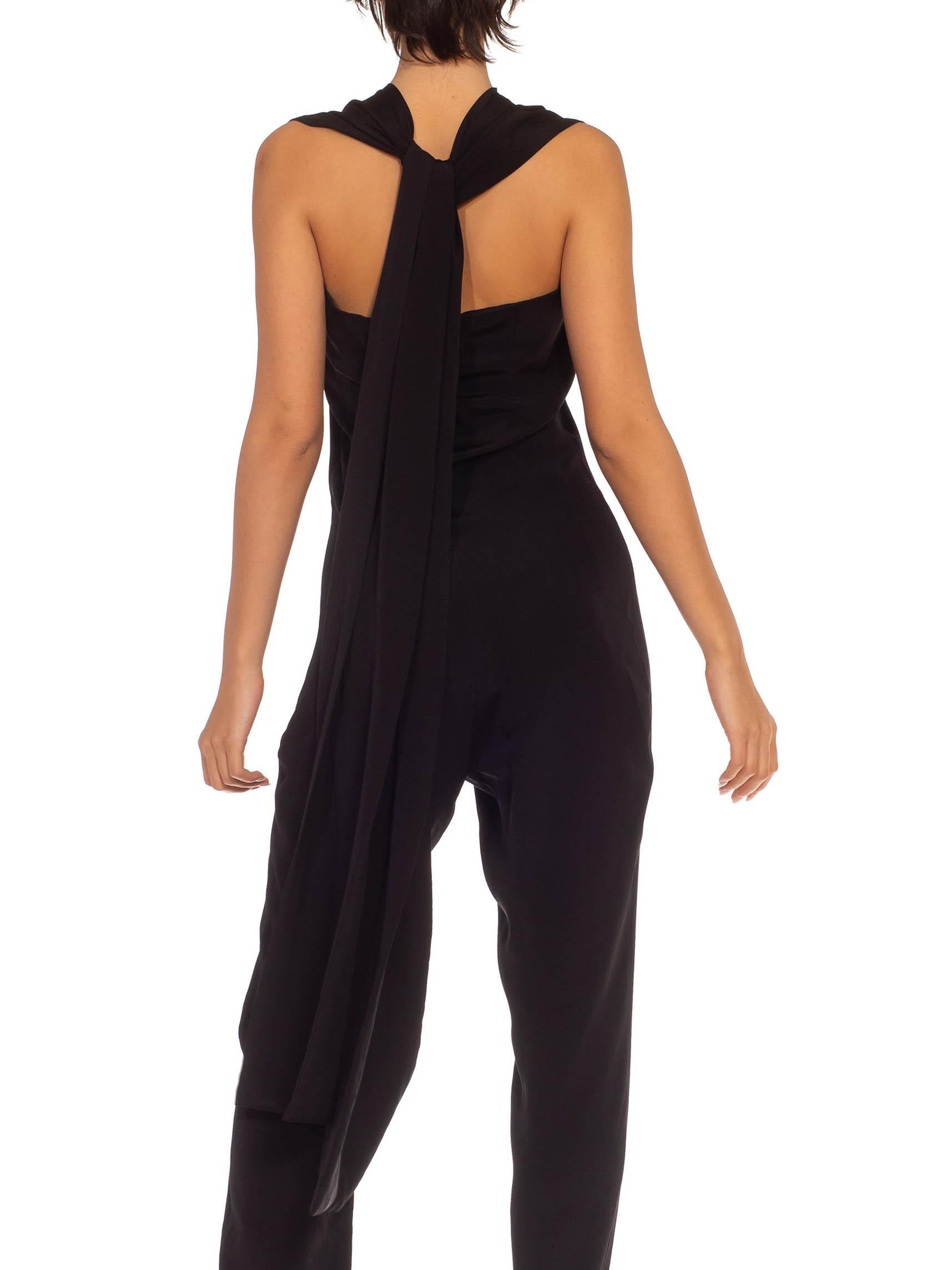 1980S Yohji Yamamoto Black Silk Sexy Backless Halter Jumpsuit In Excellent Condition For Sale In New York, NY