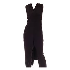 1980S YOHJI YAMAMOTO Black Silk Sexy Backless Halter Jumpsuit