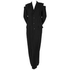 1980er YOHJI YAMAMOTO schwarzes Wollkleid im Herrenstil mit ausgeschnittenen Schultern