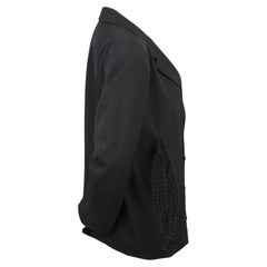 1995 YOHJI YAMAMOTO dark navy blue wool jacket with fishnet pockets