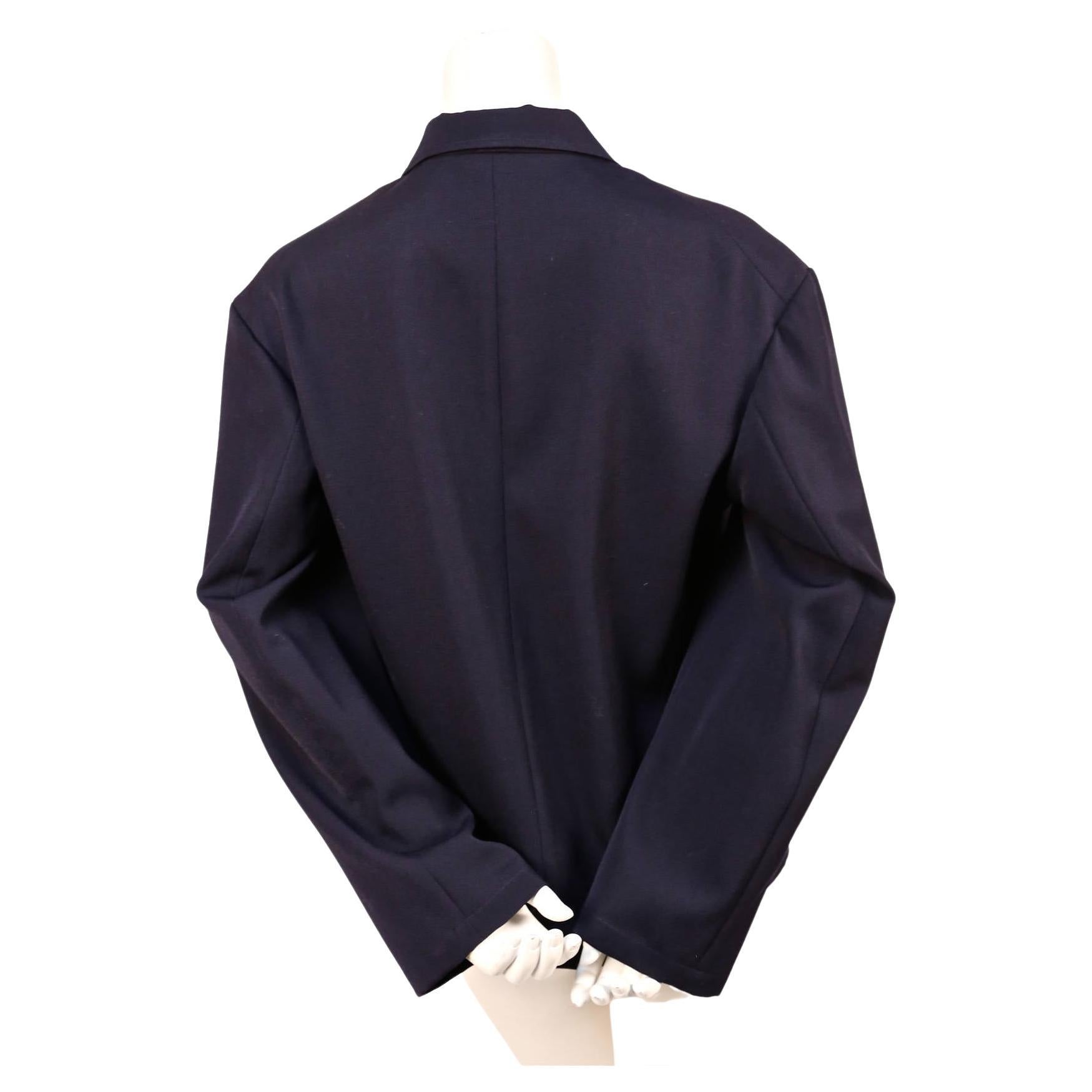 Black 1980's YOHJI YAMAMOTO lightweight wool gabardine jacket with oversized buttons For Sale