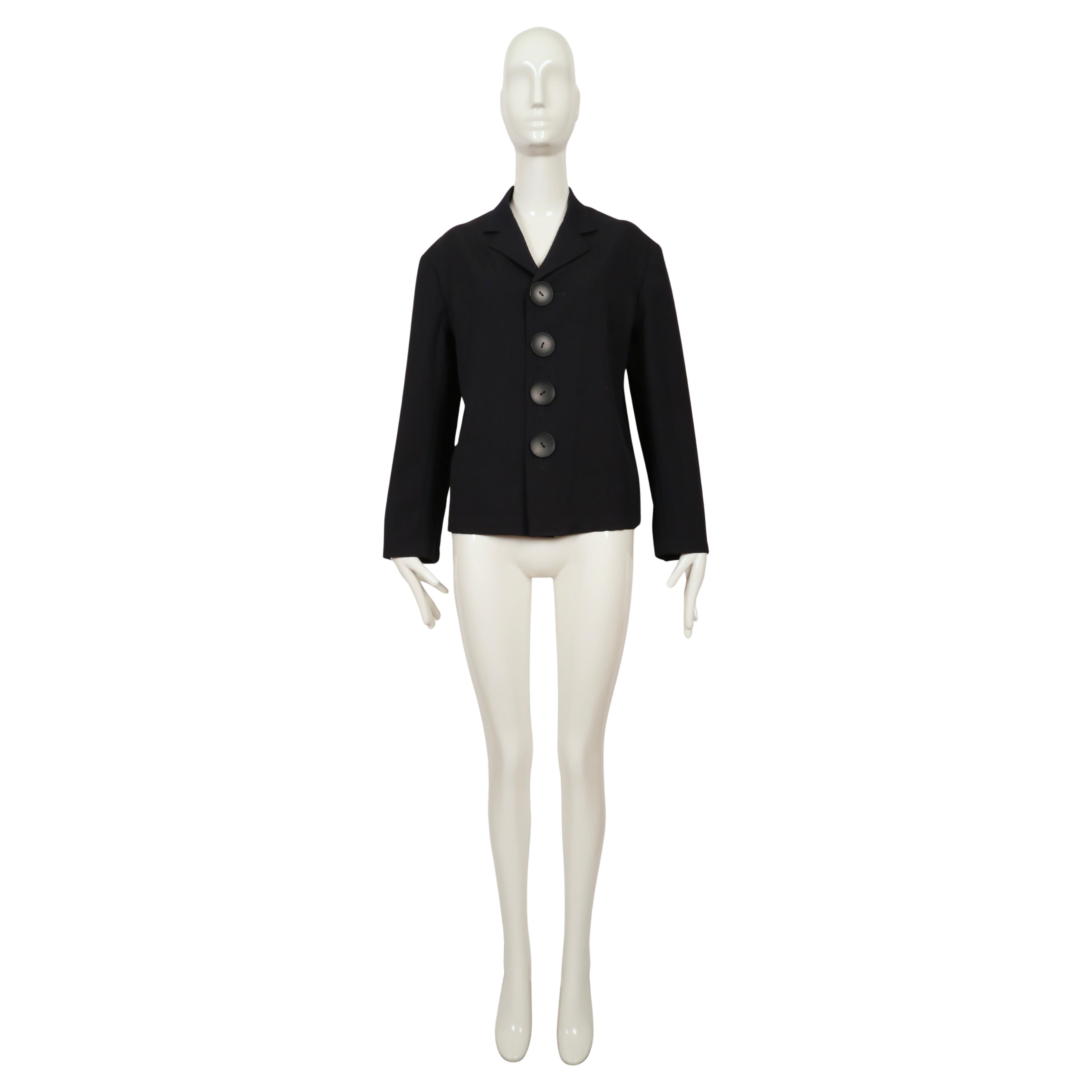 Chaqueta ligera de gabardina de lana de los años 80 YOHJI YAMAMOTO con botones sobredimensionados Negro en venta